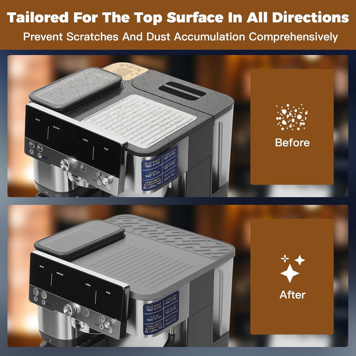 Top Mat for Ninja Luxe Cafe Espresso Machine ES601 – Protect Top Surface Food Grade Silicone Tamping Mat for Ninja luxe Cafe Accessories – Waterproof Non-Slip Espresso Tamper Mat Gray