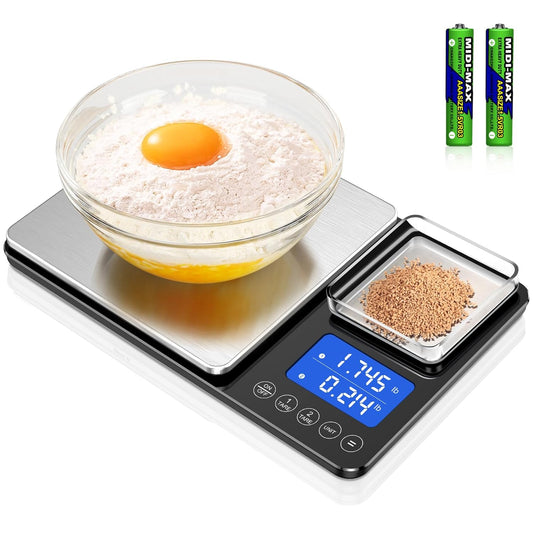 0.001oz/33lbs Dual Platform Food Kitchen Scales Digital Weight Grams and Ounces, Two Precisions Kitchen Scale for Sourdough Bread, Baking and Cooking with 7 Units Tare, Accumulation Functions