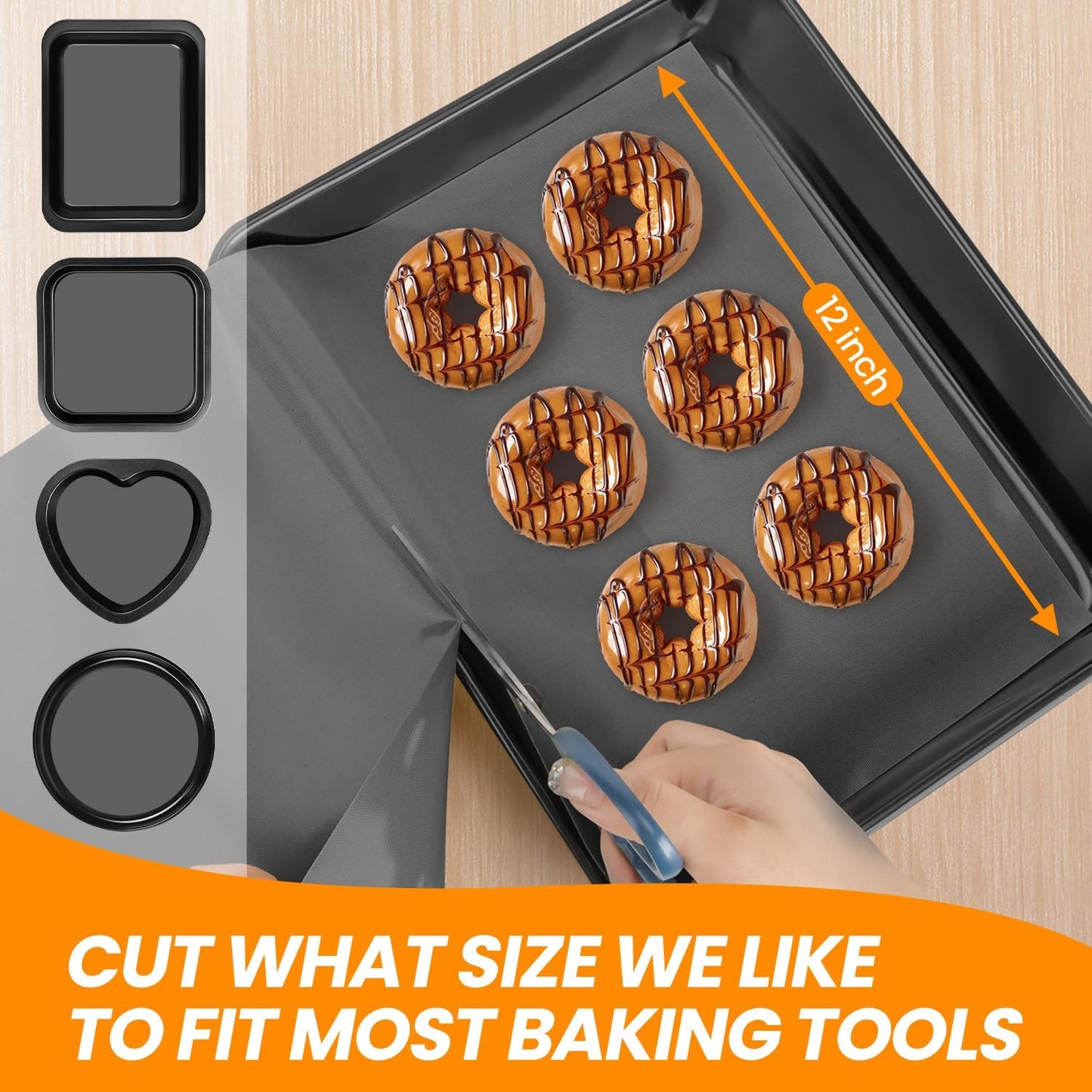 Silicone Baking Mat Roll, Non Stick Heat Resistant Silicone Baking Mats, Pastry Mat, No Slip Reusable Freeze Dryer Mat, Countertop Protector Mat, Cut to size fit different Sharp Oven Pans Dishes Tins