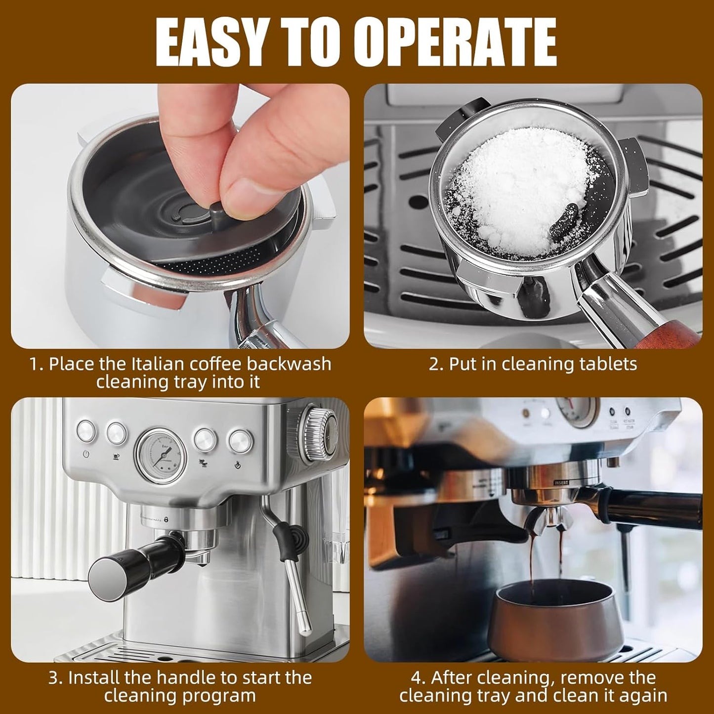 4 Pack Espresso Backflush Cleaning Disc for Brevilles Machine - 54mm Professional Silicone Blind Filter, Espresso Machine Cleaner for Brevilles Compatible with BES870XL, BES840XL, BES880 & More