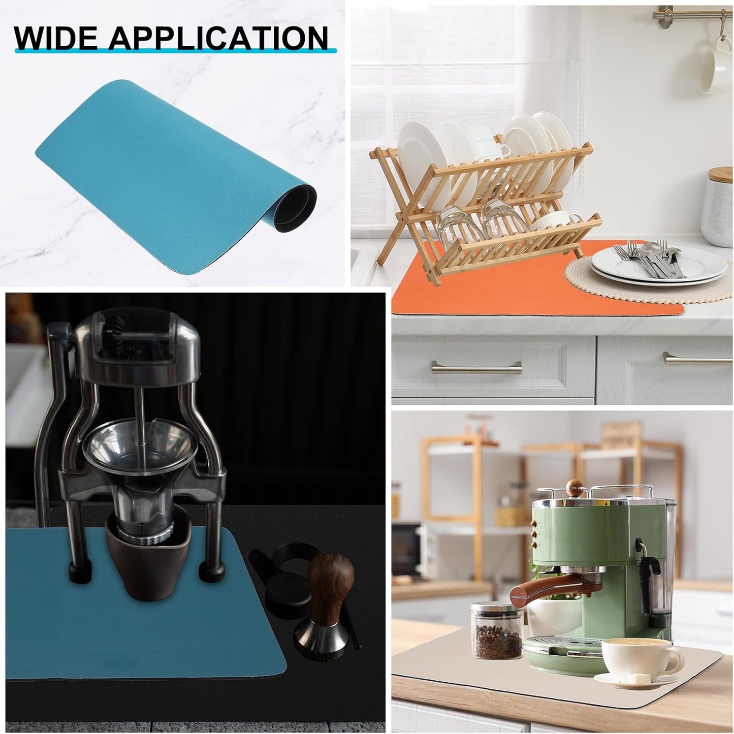 uxcell Silicone Mats for Kitchen Counter, 23.6" x 15.7" Non-Slip Countertop Protector Mat Heat Resistant Coffee Mat Waterproof Table Placemat, Navy Blue