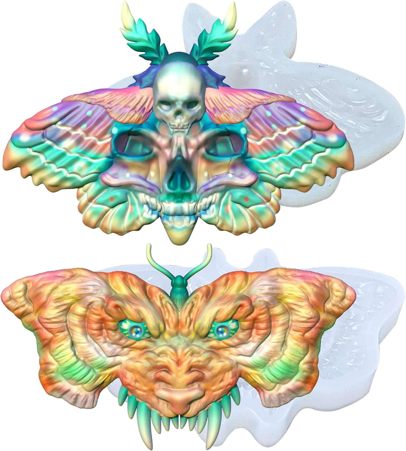 Skull Tiger Butterfly Brooch 3D Epoxy Resin Silicone Mold for Fondant Sugar Craft, Cake Topper Decorating, Polymer Clay, Plaster