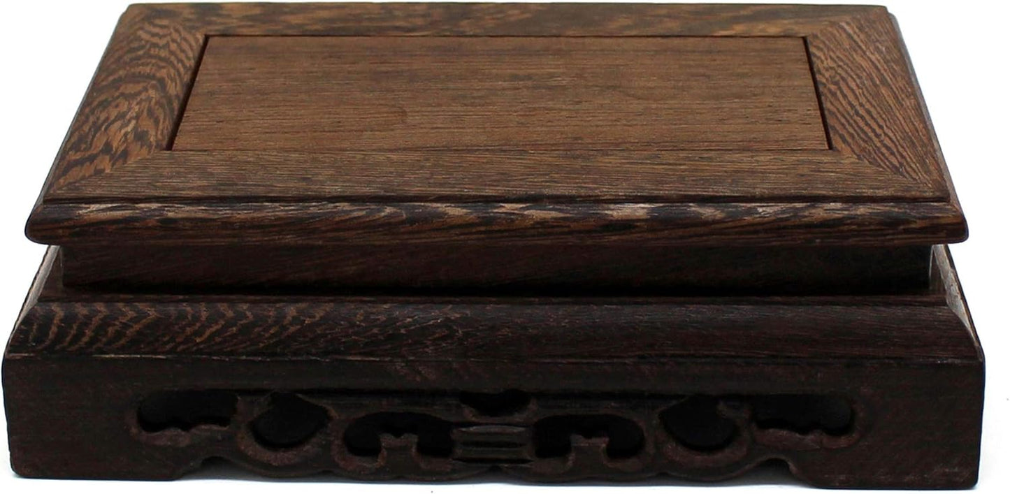 CVHOMEDECO. Primitives Rustic Rosewood Rectangle Display Stand Vase Pot Base Fishbowl Pedestal Stand. (5-3/4 Inch)