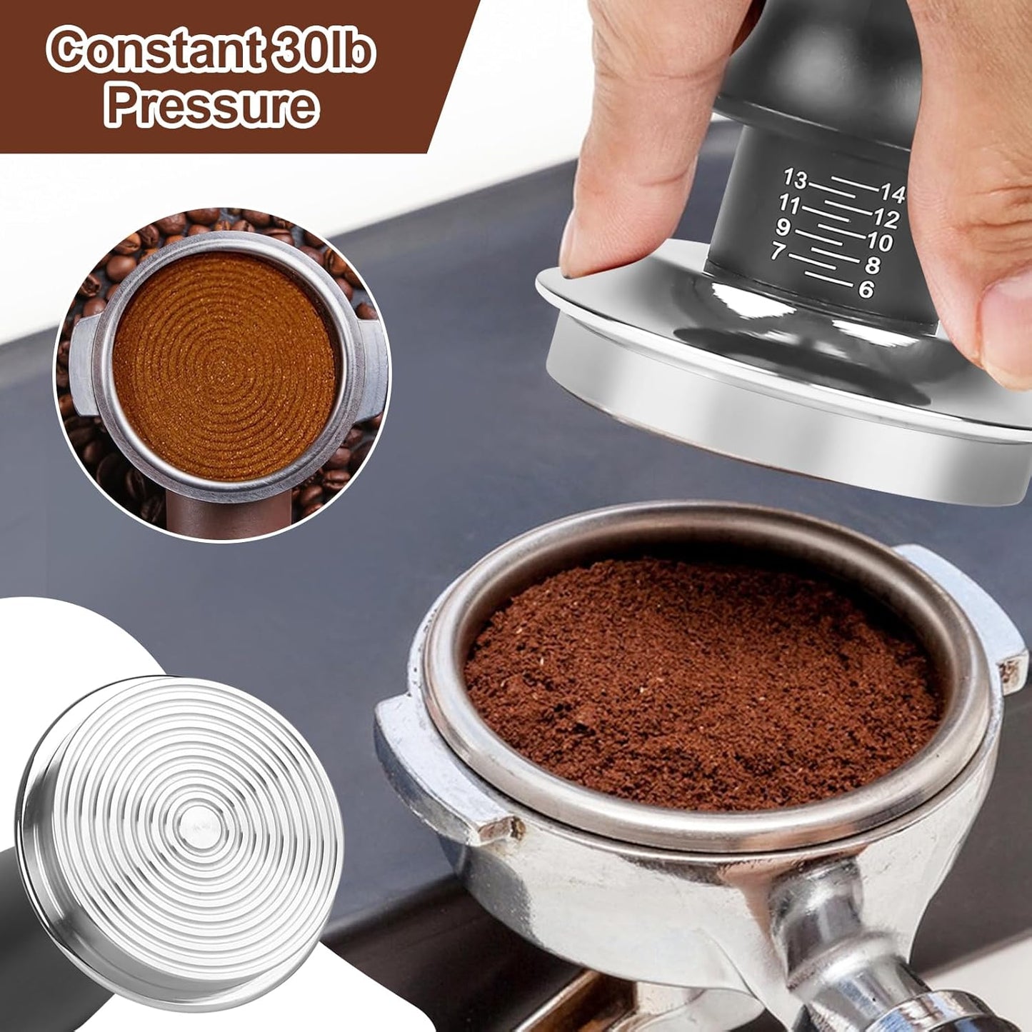 58mm Espresso Tamper Kit - Dual-Spring Calibrated Coffee Tamper, 8-Needle WDT Tool Espresso Distribution Tool, Magnetic Aluminum Dosing Funnel, Reusable Puck Screen, Fit for 58mm Portafilters