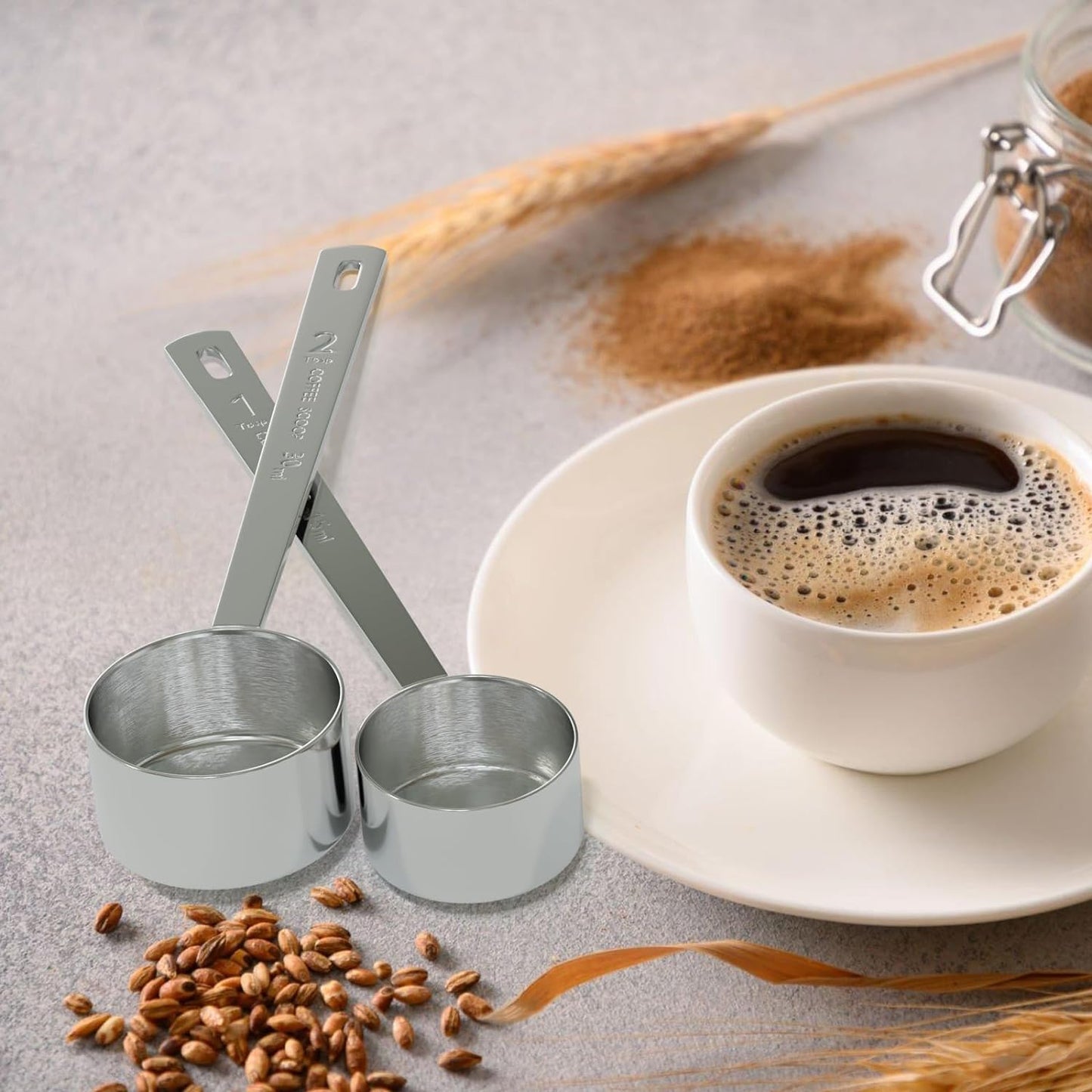 2PCS 1 Tablespoon Coffee Scoop, Long Handle Measuring Spoon, One tbsp (15ml) Stainless Steel Scooper