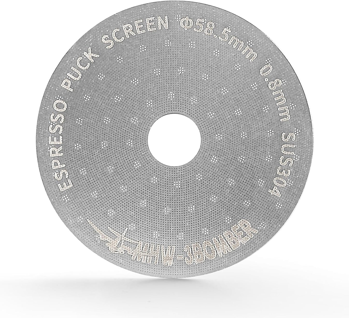 MHW-3BOMBER 58.5mm Espresso Puck Screen with Round Hole Metal Espresso Filter 0.8mm Thickness Coffee Filter for La Marzocco/Gaggia FG5586-OS