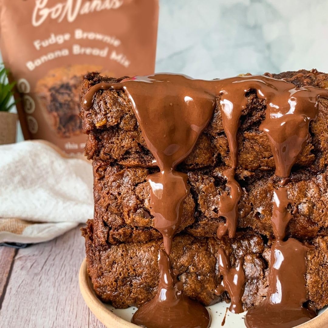 GoNanas Fudge Brownie Oat Flour Banana Bread Mix, Suitable for Plant Based Vegan Diets, Gluten Free Dairy Free Snacks, Healthy Snacks For Adults, Muffin Mix, Nut Free, Cupcakes Dessert, NON-GMO, 3pk