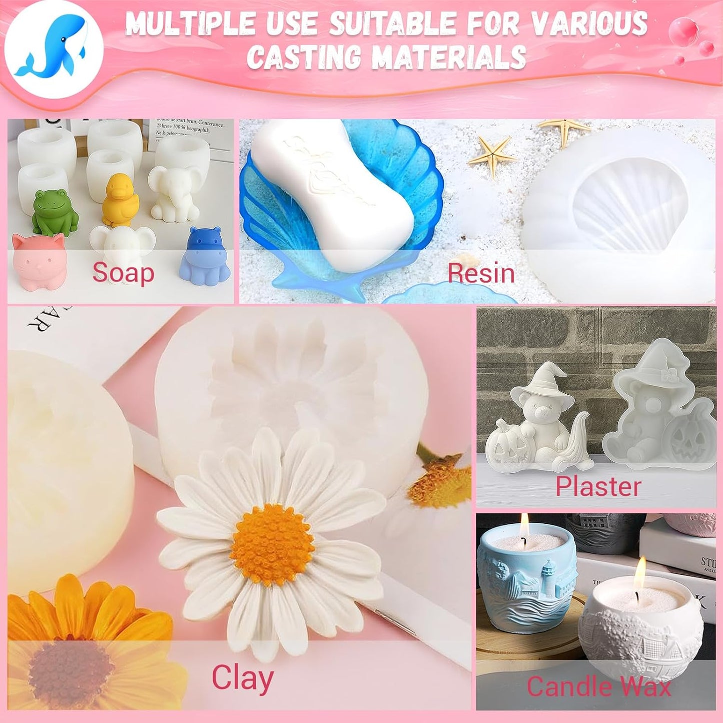 Silicone Mold Making Kit,16OZ Platinum Liquid Silicone Rubber for Mold Maker,15A Mix Ratio 1:1 Mold Making Kit, Ideal for Casting 3D Resin Molds