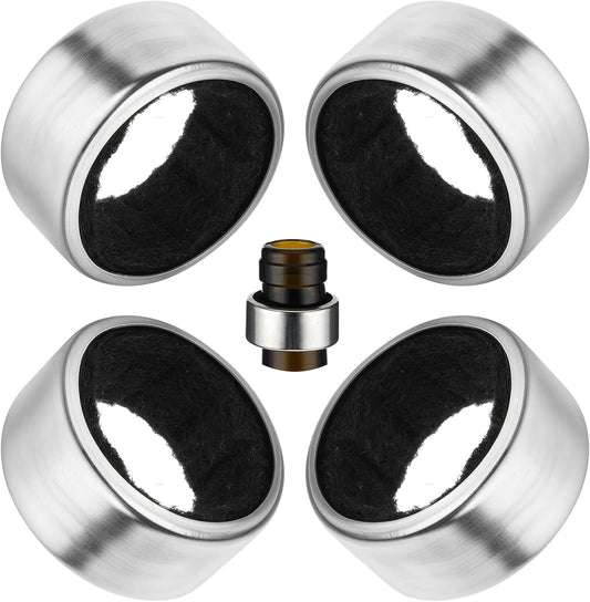 4PCS Wine Drip Ring, Wine Drip Collars Stainless Steel Wine Collar Drip Ring Simple Wine Bottle Drip Collar with Velvet Felts Clever Dripper Guard Holder Tools Bar Kitchen Gadgets Wine Accessories