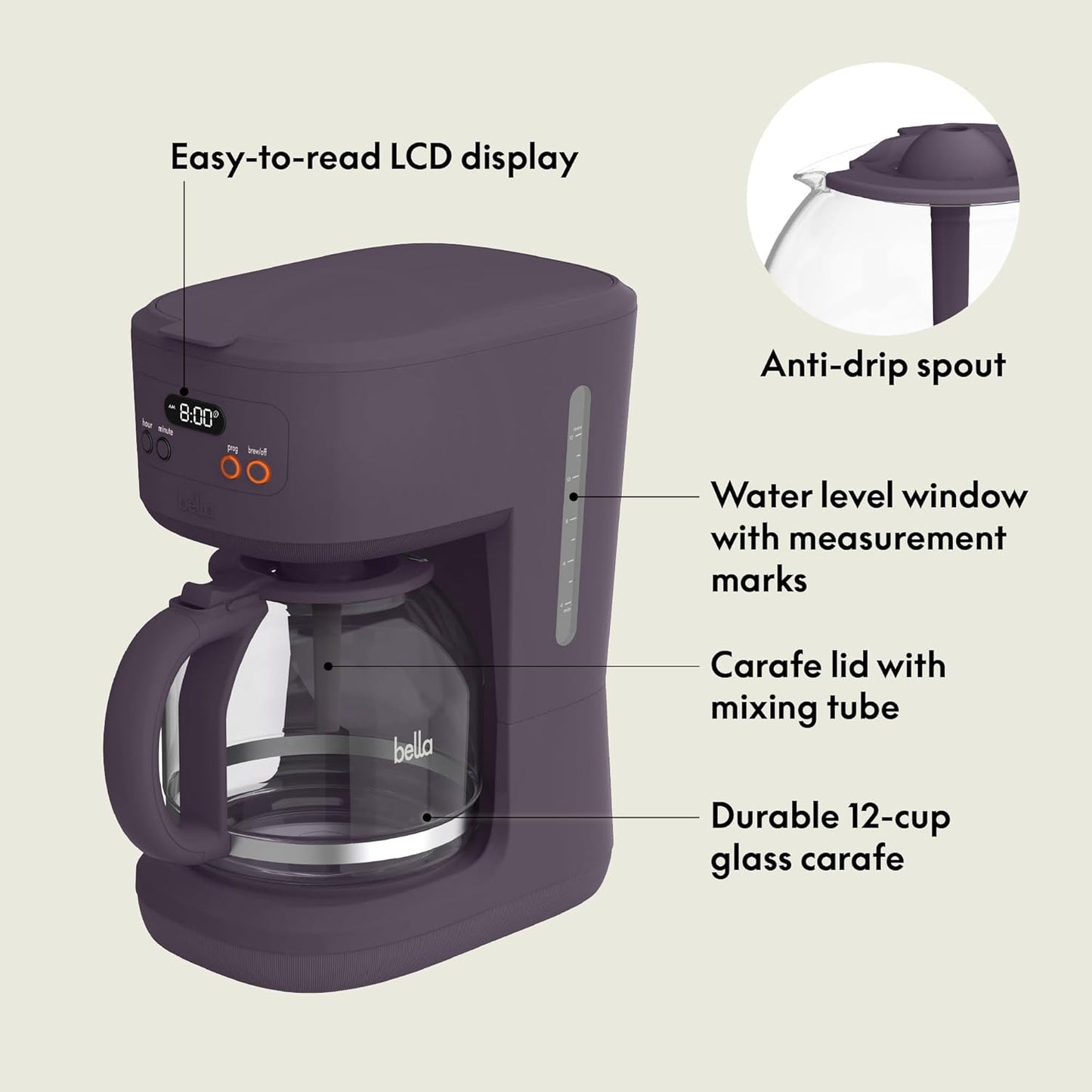 bella 12 cup Programmable Coffee Maker