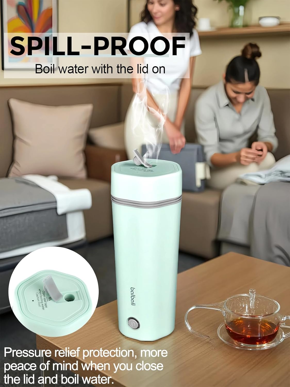 balbali Travel Kettle Electric Small Portable Electric Kettle for Boiling Water Travel Tea Kettle Portable Water Boiler 12oz Travel Electric Kettle