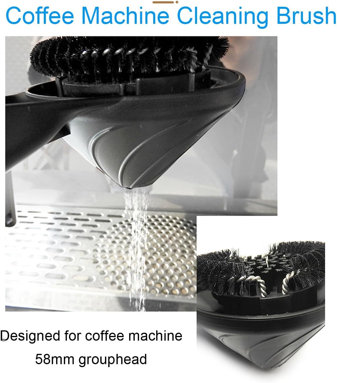 Yosoo Health Gear Coffee Machine Brush, Efficient 58mm Grouphead Brush with Water Deflector for Simple, Long Lasting POM Handle, Optimal Performance