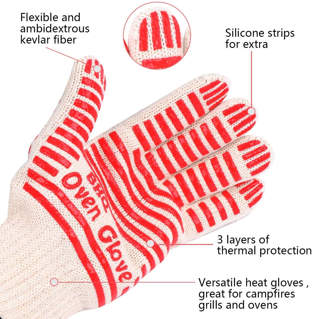 CZSYZCZS Extreme Heat Resistant Oven Gloves - 932F - Cooking Gloves for BBQ, Grilling, Baking,Cutting, Smoker Fireplace