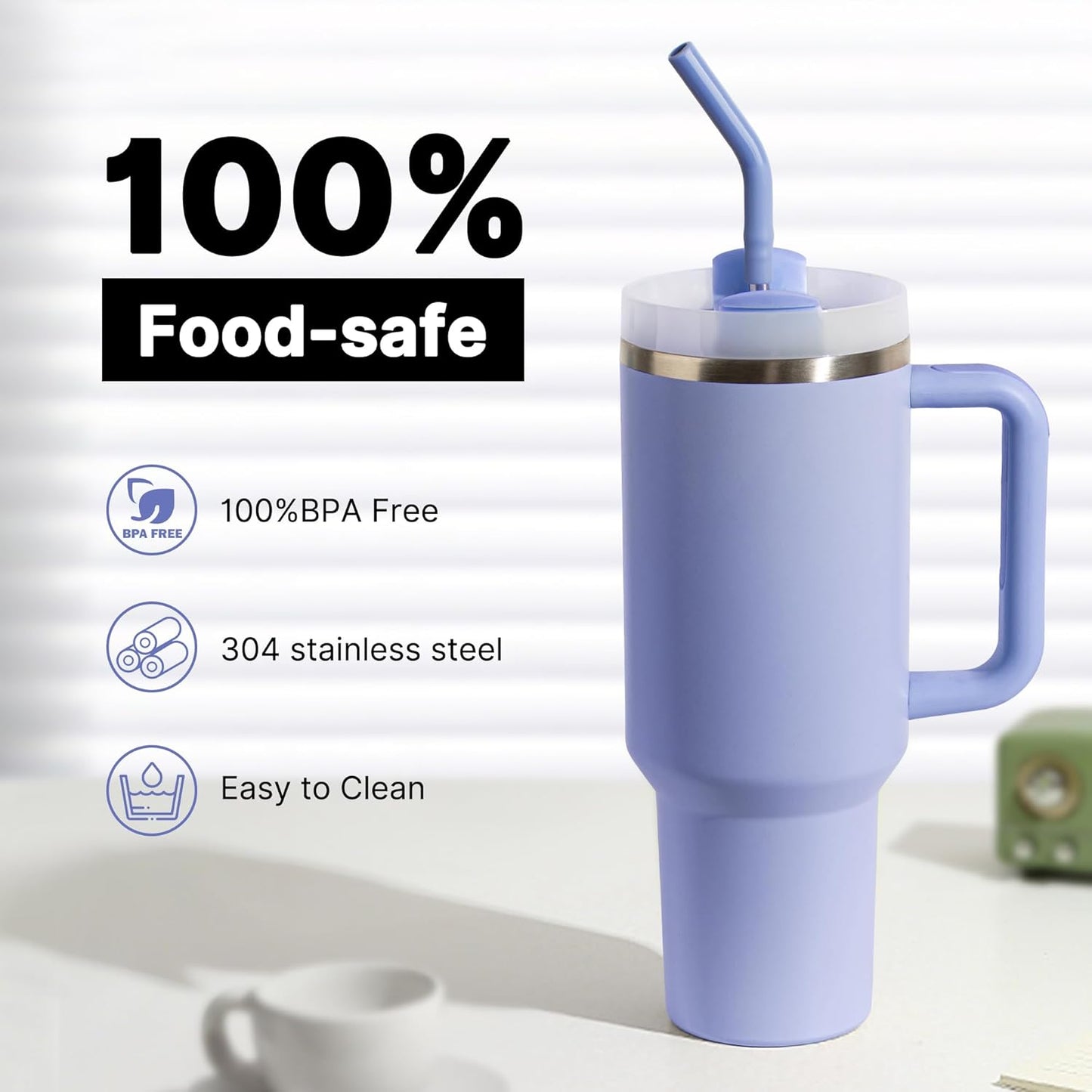 Straws for Stanley Cup 40 oz，Metal Straws Reusable with Silicone Tips for 40 oz Tumbler Cup-12" Extra Long Stainless Steel Straight Drinking Straw,Cleaning Brush