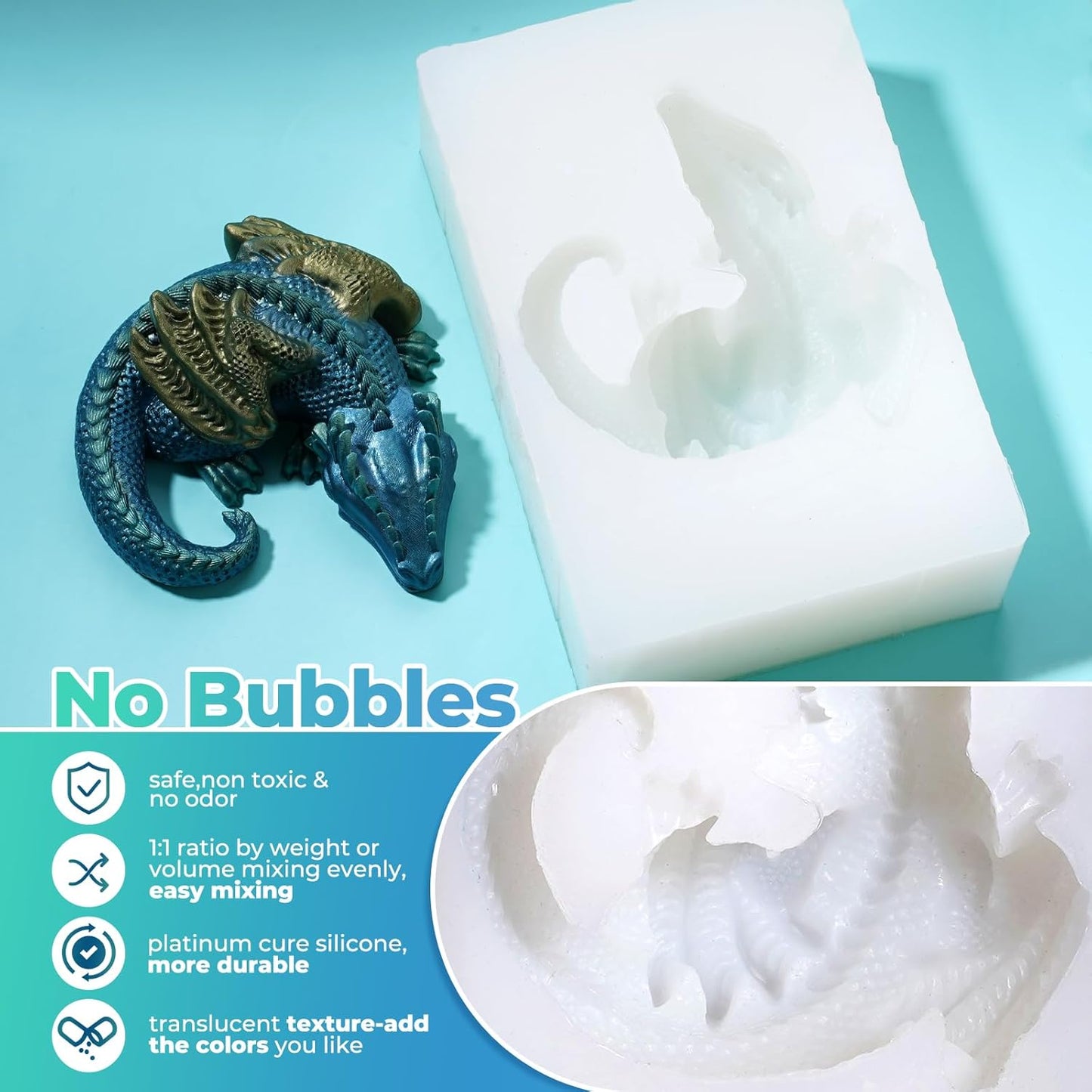 LET'S RESIN Silicone Mold Making Kit Liquid Silicone Rubber 140oz/1 Gallon Translucent Clear Mold Making Silicone-Mixing Ratio 1:1-Molding Silicone for Resin Molds,Silicone Molds Maker DIY Making