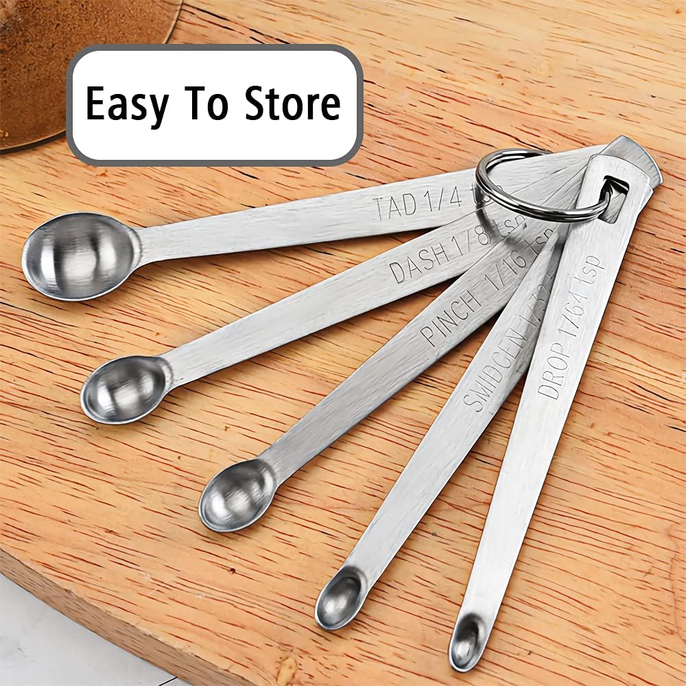 5PCS 1/64 Teaspoon(1/64tsp, 0.08ml, Drop) Single Tiny Measuring Spoon, Small Individual Stainless Steel Measure Spoons Only