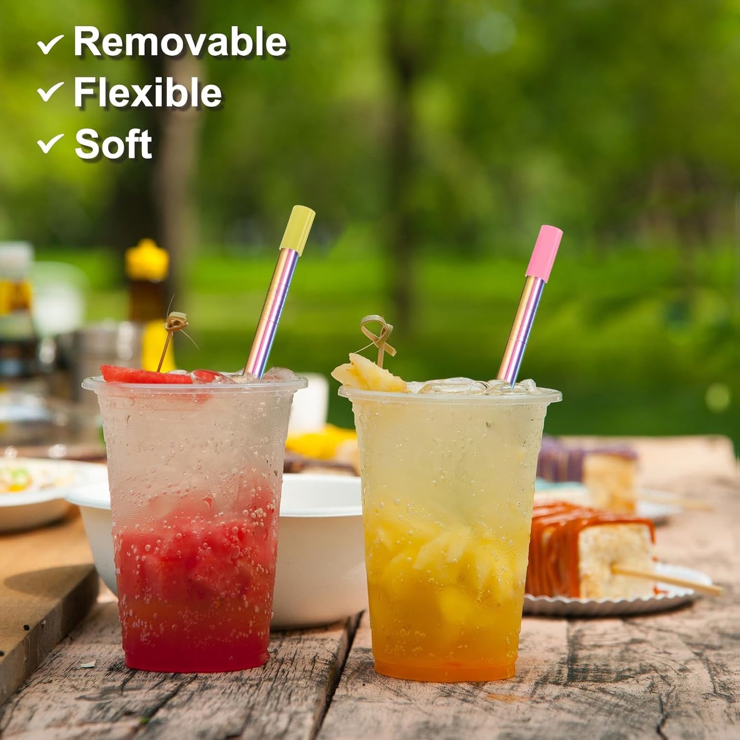 uxcell 20Pcs Silicone Straw Tips, Metal Straw Covers, Soft Reusable Straws Tips Fit for 8mm/0.31" OD Stainless Steel Straws (Yellow)