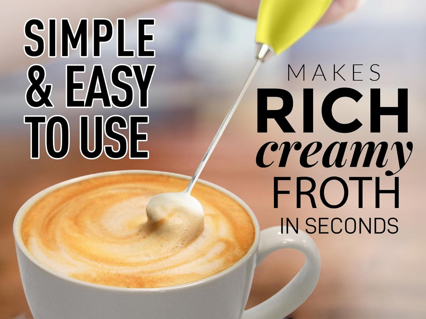 Zulay Kitchen Powerful Milk Frother Wand - Ultra Fast Handheld Drink Mixer - Electric Whisk Foam Maker for Coffee, Lattes, Cappuccino, Matcha & Creamer
