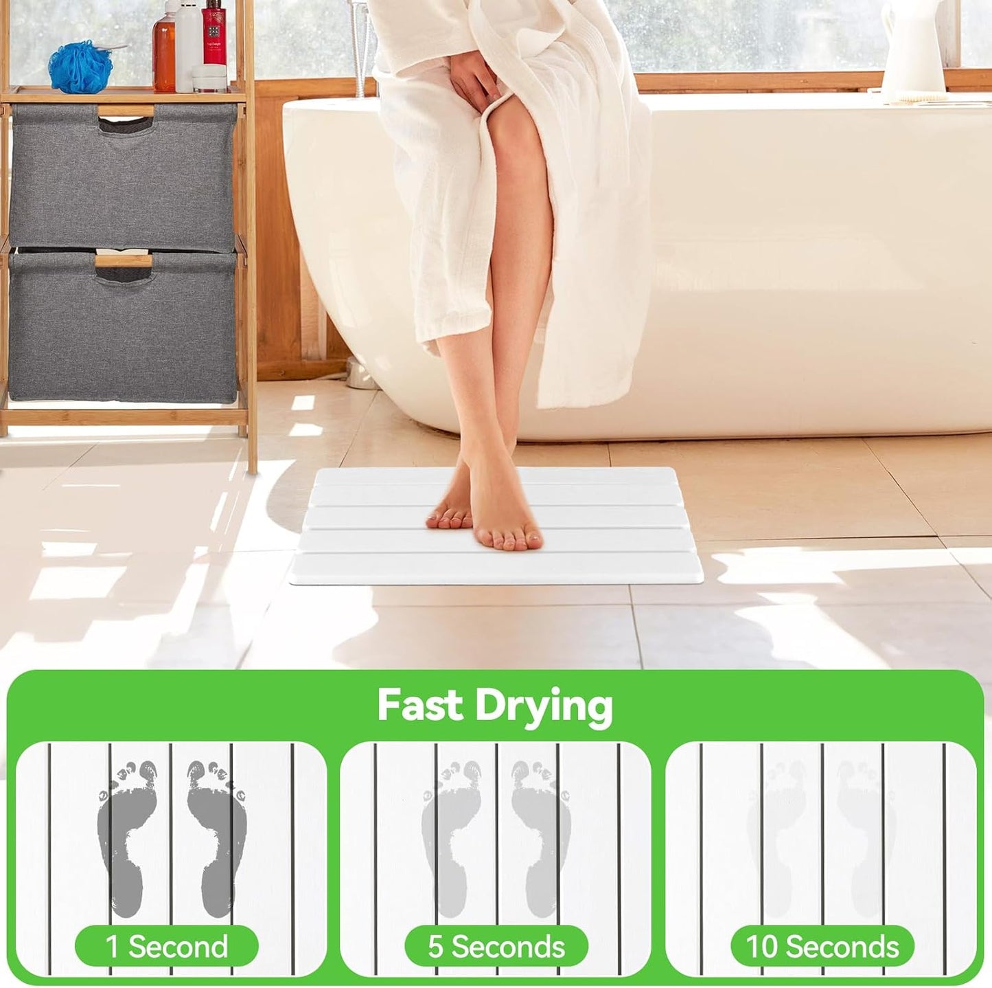 Stone Drying Mat for Kitchen Counter, Stone Bath Mats for Bathroom, Quick Dry Diatomaceous Earth Mat, Foldable Non-Slip Stone Mat for Bathroom Dishes Bottles Cups, Match Any Countertop, 15.8''x11.8''