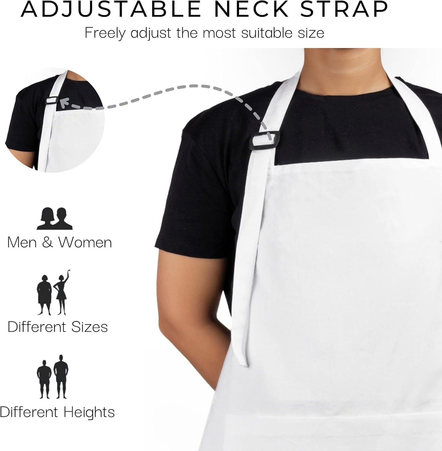 RAJRANG 100% Cotton Cooking Apron with 3 Pockets Kitchen Chef BBQ Adjustable Bib Aprons for Women Men