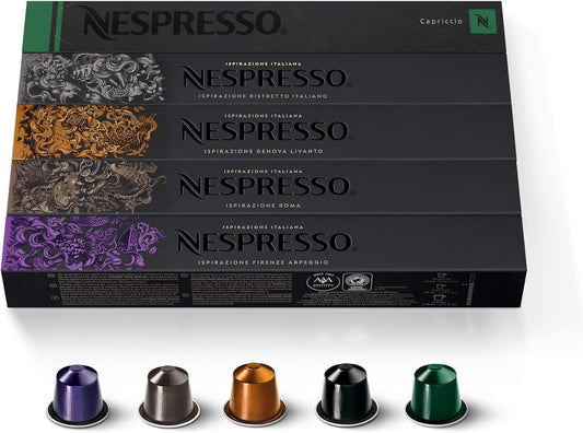 Nespresso Capsules Original Line, Ispirazione Variety Pack, Medium & Dark Roast Espresso Coffee, 50 Count Coffee Pods