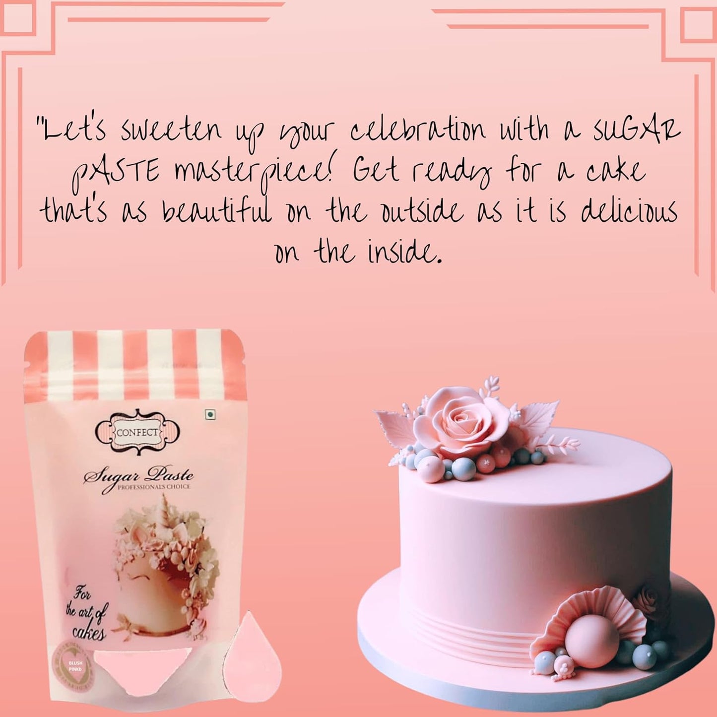 Confect Blush Pink Fondant | Edible Cake Fonadant | Chefs Choice Blush Pink Fondant for Cake Decorating | Vegan, Gluten-Free, Nut-Free, Palm Oil-Free – 8.8 Oz