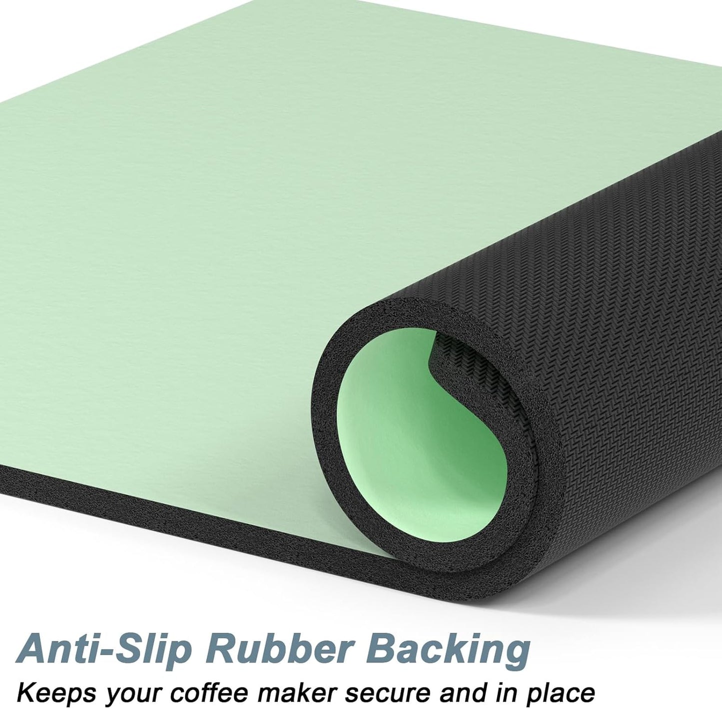 Rnivvi Coffee Mat, 12" x 19" Coffee Bar Mats for Espresso Machine Station Accessories and Organizer, Hide Stain Rubber Backed Absorbent Dish Drying Pad for Kitchen Counter, Cute Bar Decor Pad, Green