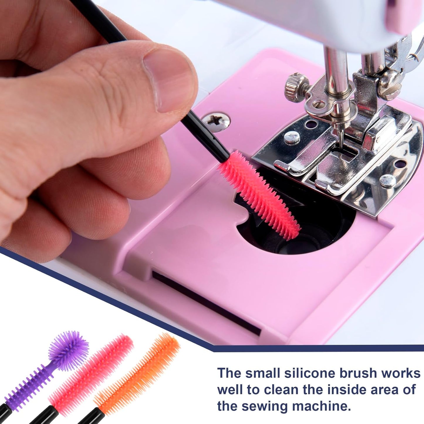 OIIKI 12 pcs Crevice Cleaning Brushes, Silicone Nook and Cranny Sewing Machine Cleaning Brushes, Tiny Cleaning Brushes for Small Crevices, Machine Gaps, Computer Keyboards (Orange, Purple, Red)