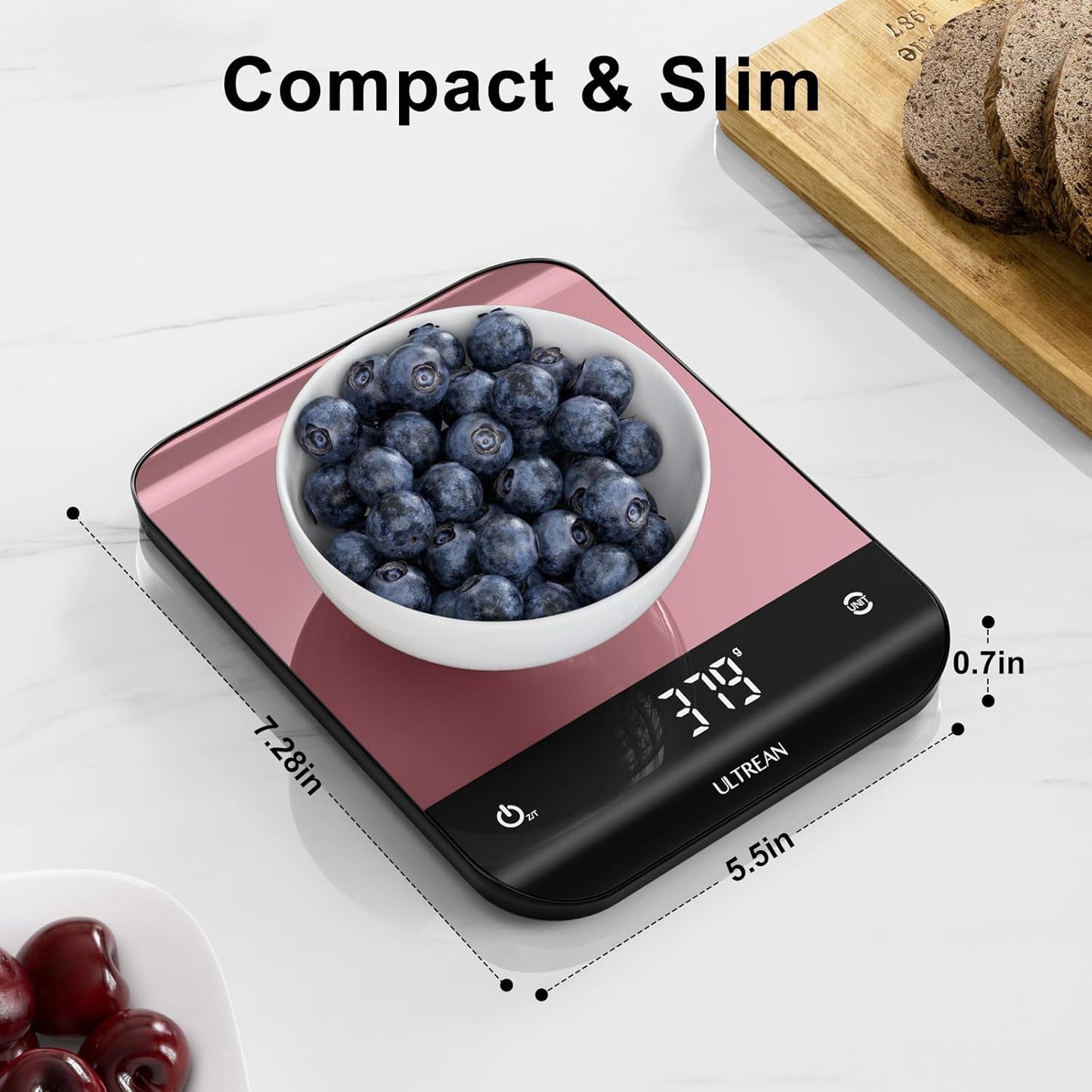 Ultrean Food Scale, Digital Kitchen Scale with LED Display, Weight Grams and Ounces for Baking Cooking, 6 Units with Tare Function, 11lb (Batteries Included)