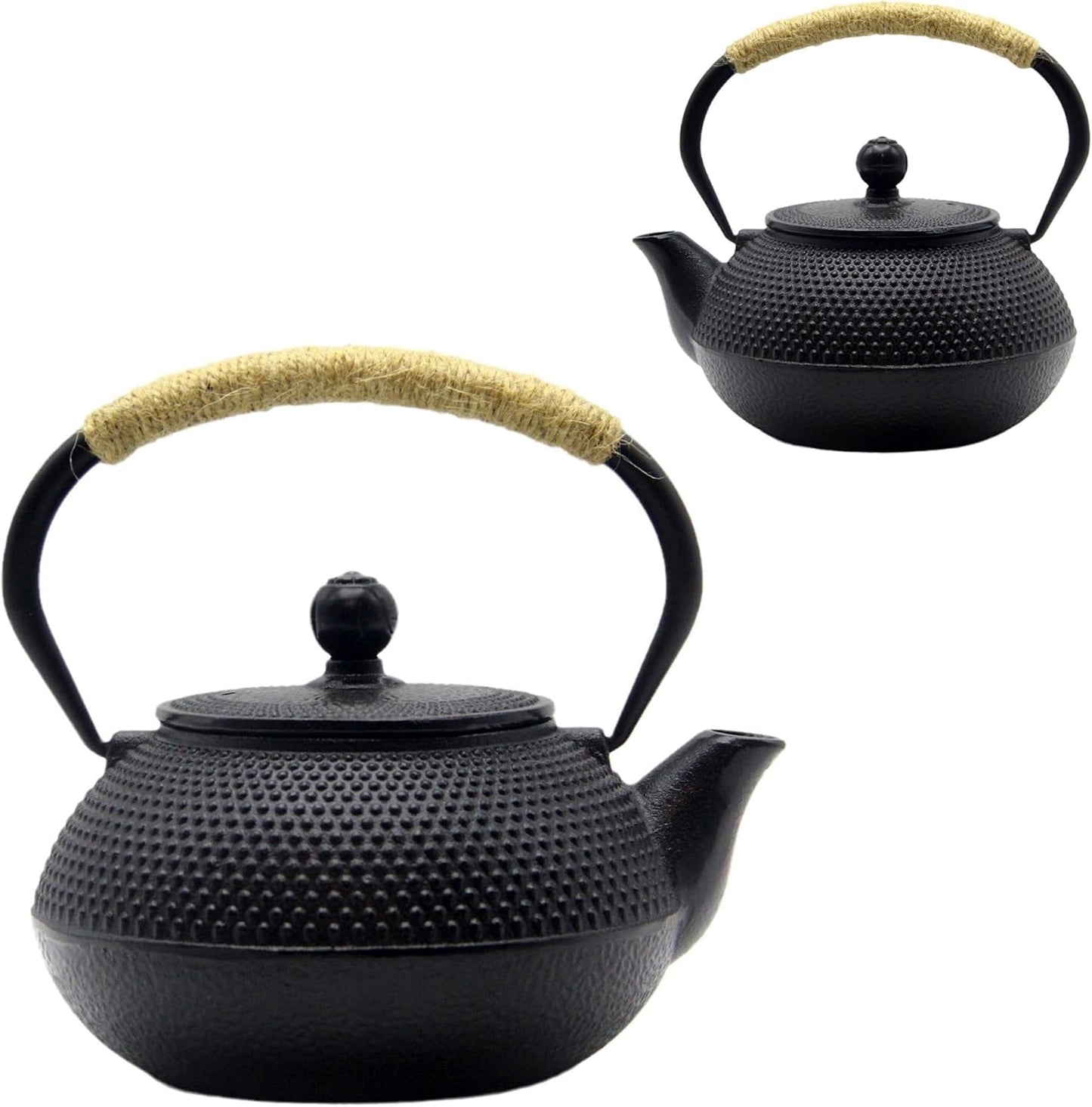 Japanese Tetsubin Cast Iron Teapot Tea Kettle pot with Stainless Steel Infuser for Stovetop Safe Coated with Enameled Interior (Black, 27.1oz)