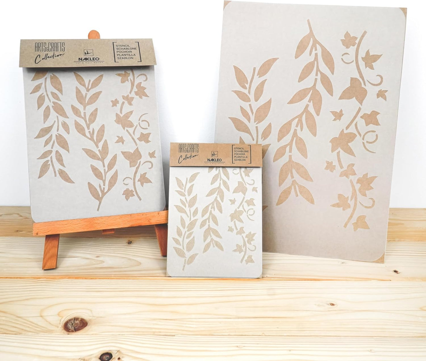 NAKLEO DIY Reusable Plastic Stencil - 15x21cm / 5.8” x 8.3” - Leaves Mini Border - Art Craft Wall Painting Pattern Template Scrapbooking Decoupage - Fabric Furniture Wood