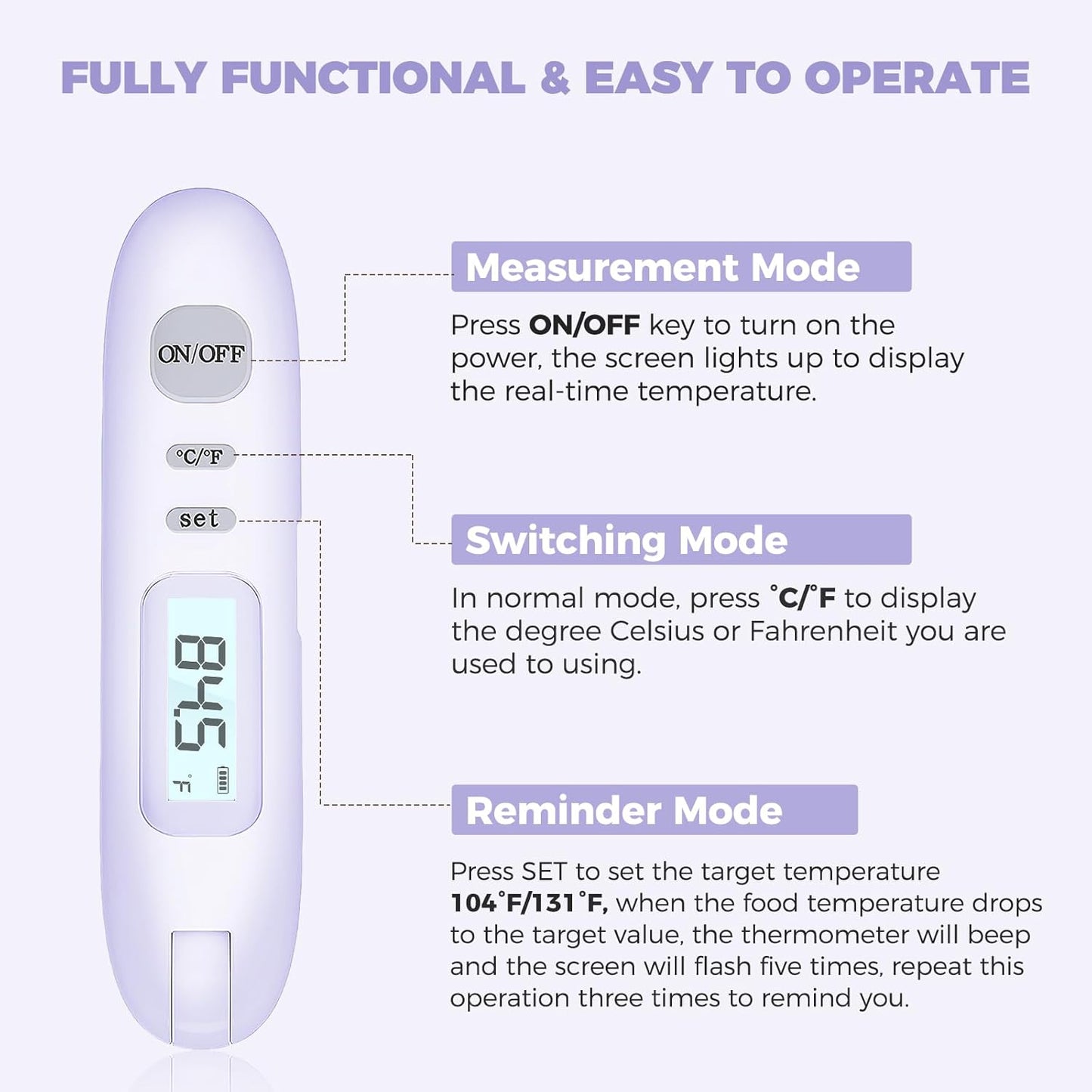 Meat Thermometer Digital - Instant Read Food Thermometer for Cooking Grilling Air Fryer Griddle Probe Kitchen Gadgets Essentials BBQ Grill Smoker Oil Fry Candy Turkey Instant Read Thermometer