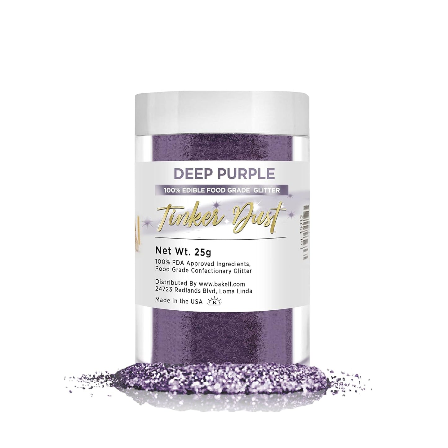 BAKELL Deep Purple Edible Glitter, 25 Grams | TINKER DUST Edible Glitter | KOSHER Certified | 100% Edible Glitter | Cakes, Cupcakes, Cake Pops, Drinks, Dessert Vegan Glitter & Dusts (25g, Deep Purple)