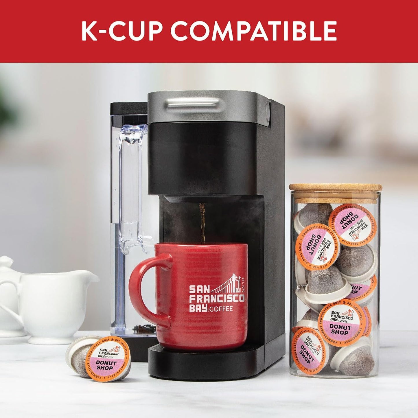 San Francisco Bay Compostable Coffee Pods - Donut Shop (12 Ct) K Cup Compatible including Keurig 2.0, Light Roast