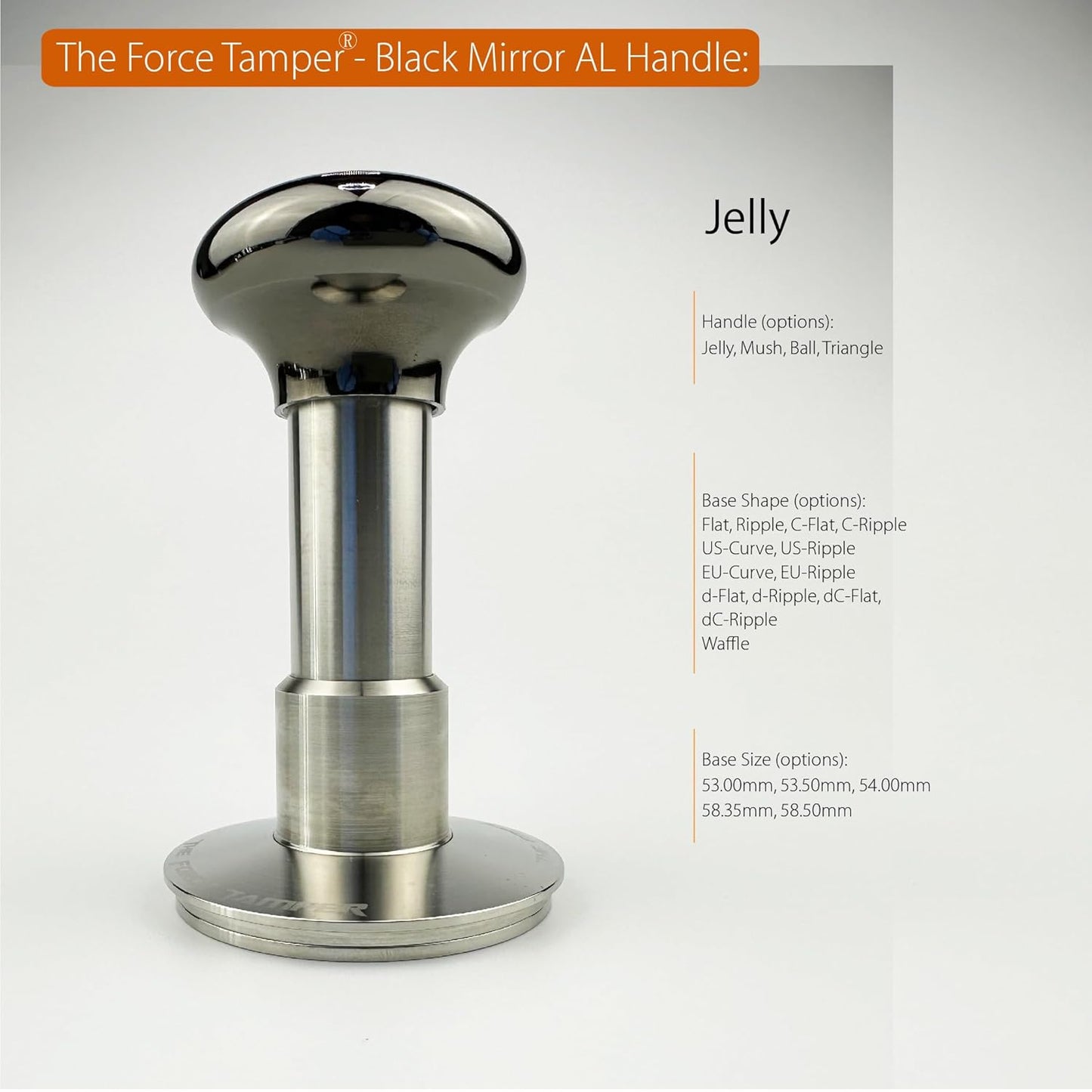 The Force Tamper Automatic Impact Adjustable Constant Pressure and Autoleveling Coffee Tamper Black Mirror Jellyfish AL Handle Set Pro (Duo-Distribute Set, 58.35mm)