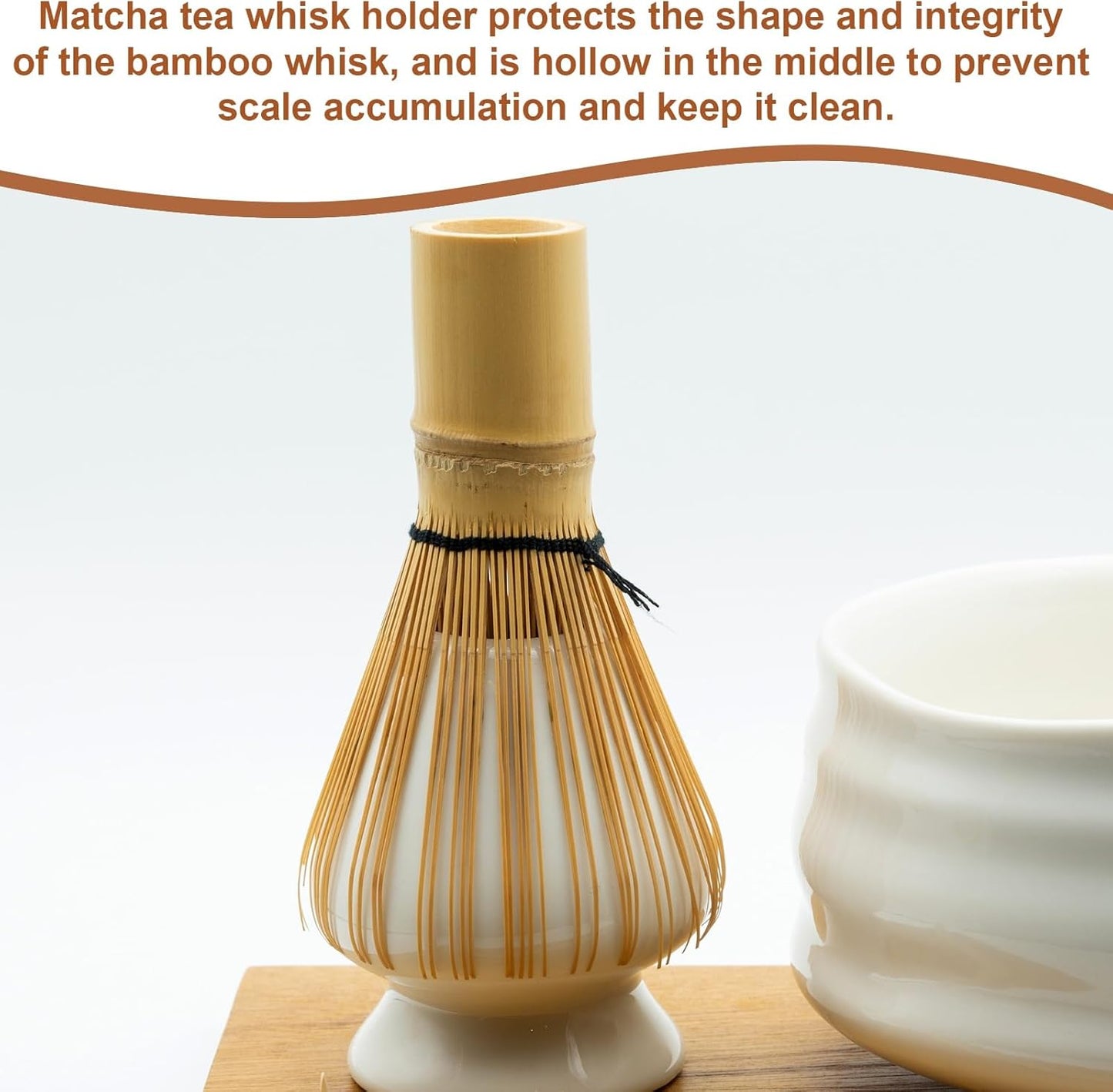 HARFINGTON Ceramic Chasen Stand 70mm Matcha Whisk Holder Teas Set Whisks Stand Traditional Matcha Tea Chasen Holder Tea Set Accessories for Tea Tasting, Beige/Pink