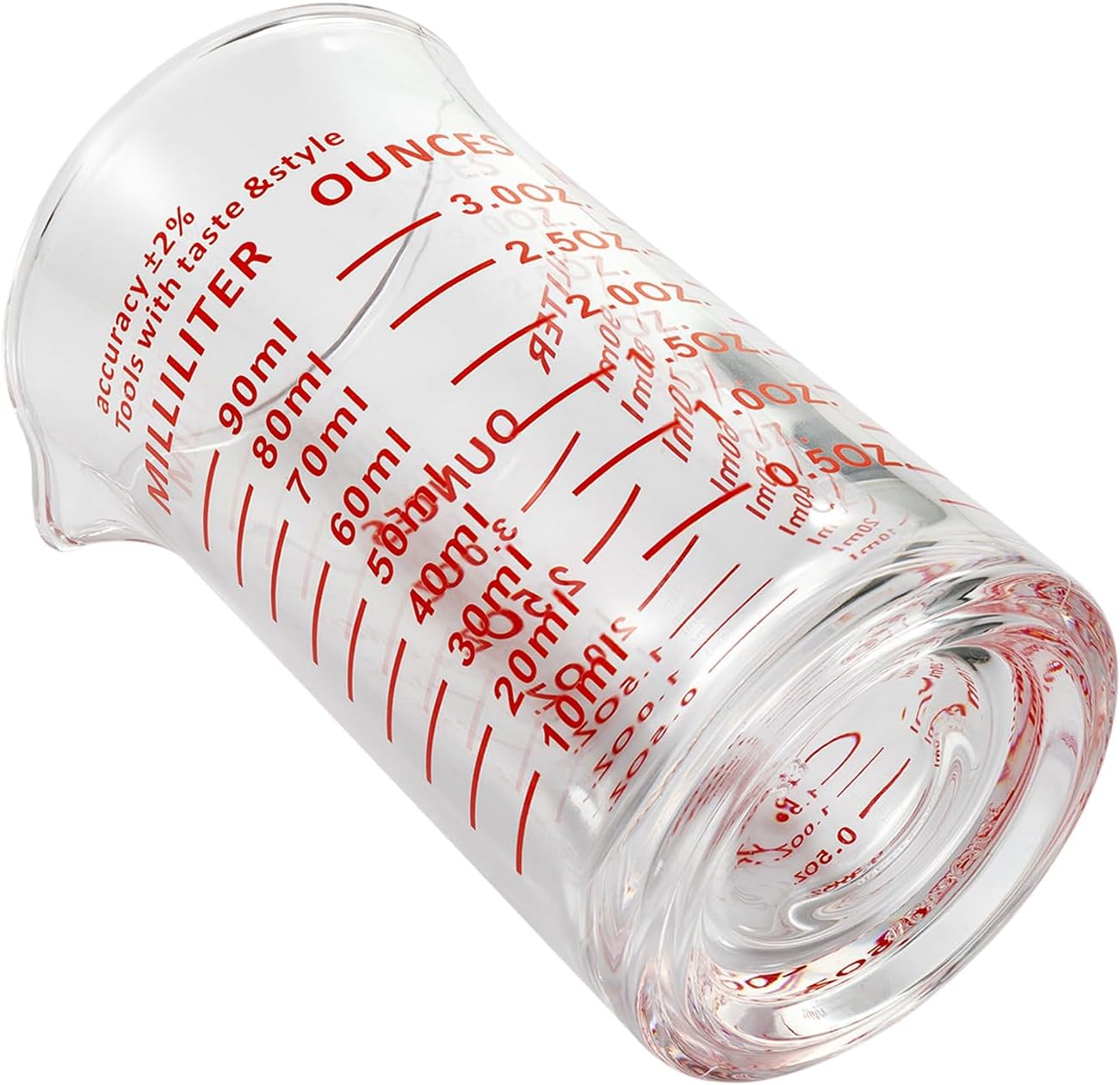 Ackers 3oz/90ml Glass Measuring Cup – Shot Glass with Double Scale-Ounce,Ml Markings for Kitchen & Bar(Red Line)