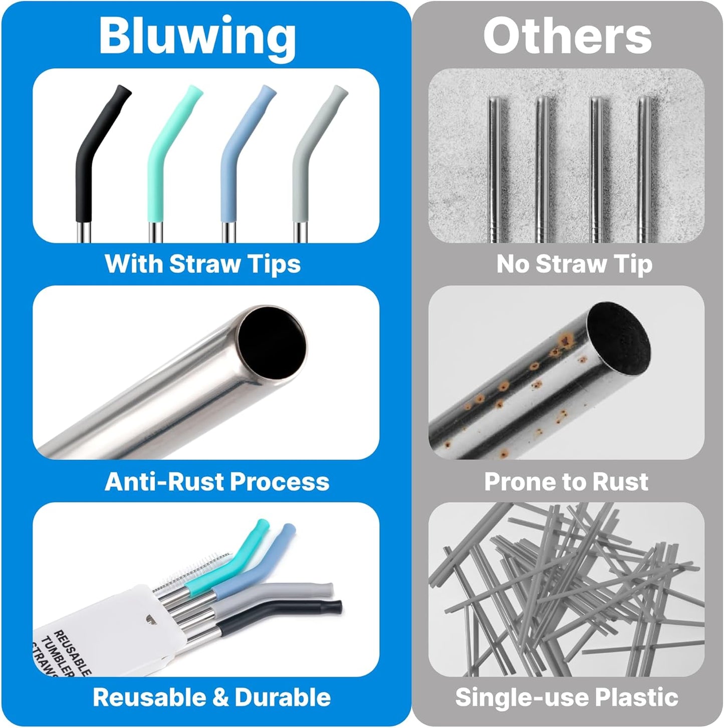 Stainless Steel Straws for 42 oz YETI Tumbler, 4 Pcs Metal Straws Reusable with Silicone Tip for 42 oz YETI, 30oz Stanley Cup(Color 3)