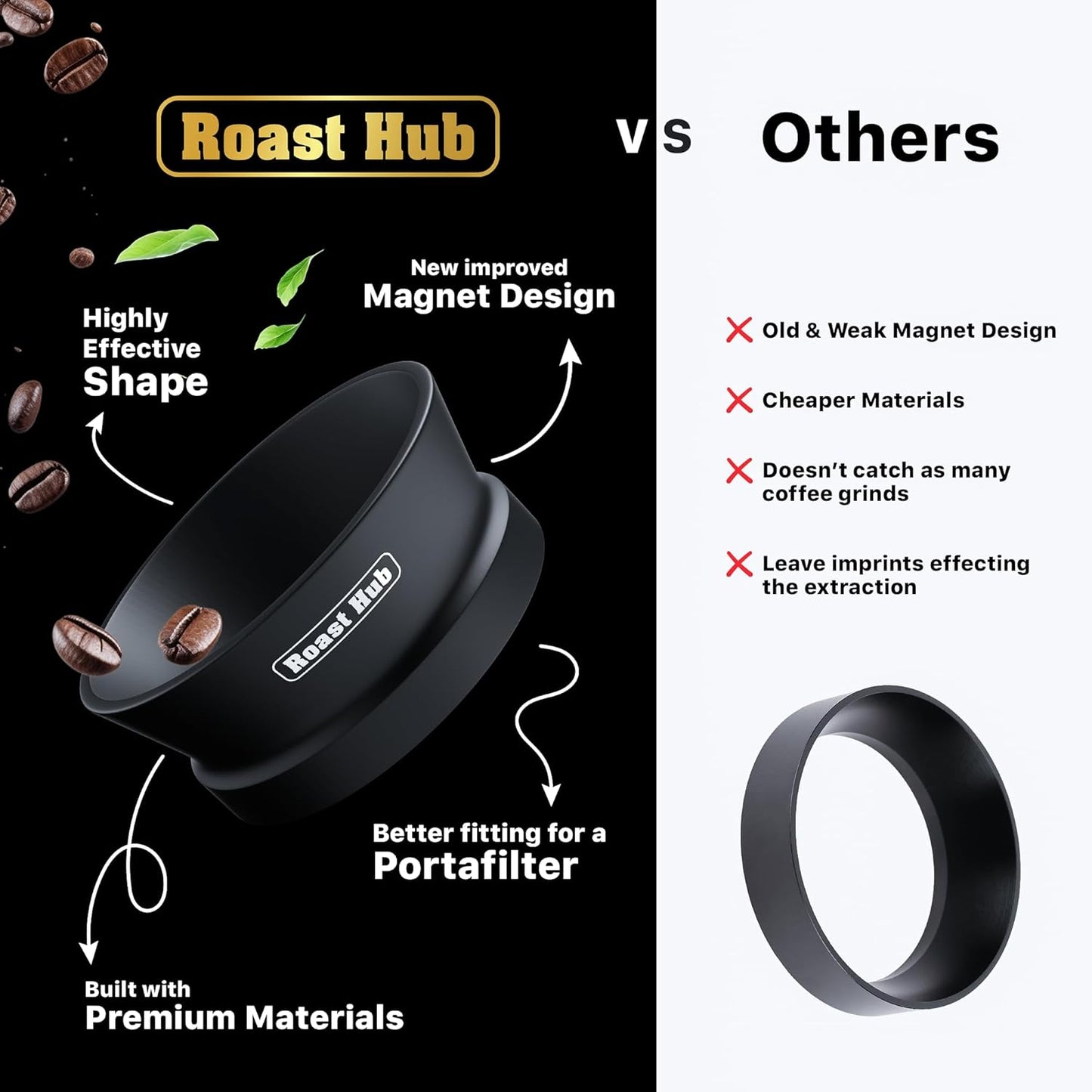 51mm Magnetic Dosing Funnel for Portafilter Espresso Machine ~ High Strength 12 Magnet Design ~ Fits Most Express Coffee Machines ~ Home Barista Espresso Portafilter Adapter ~ UK Brand