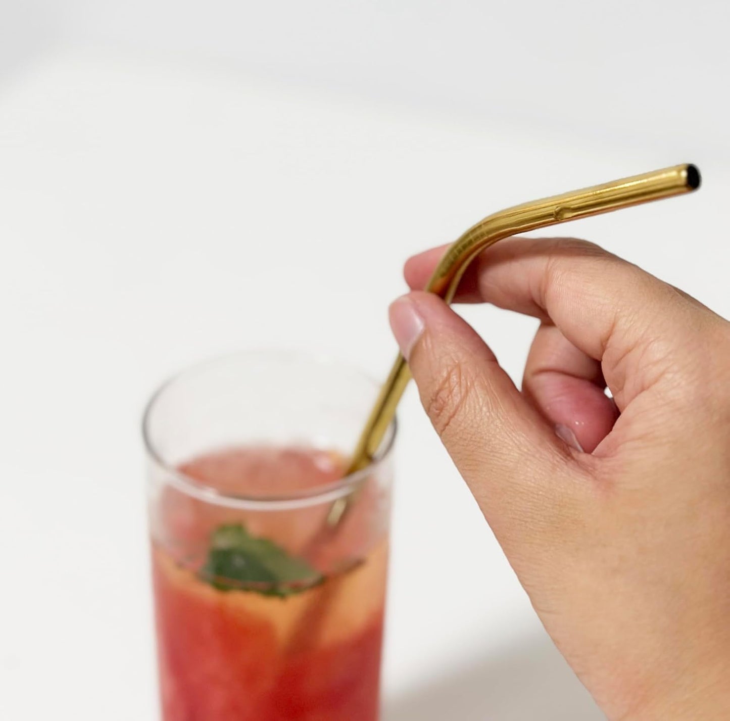 10 Pcs Stainless Steel Straws, Reusable Drinking Straws, Bent Metal Straw Sets with 2 Pcs Cleaning Brushes (Gold, 10.5 Inch)