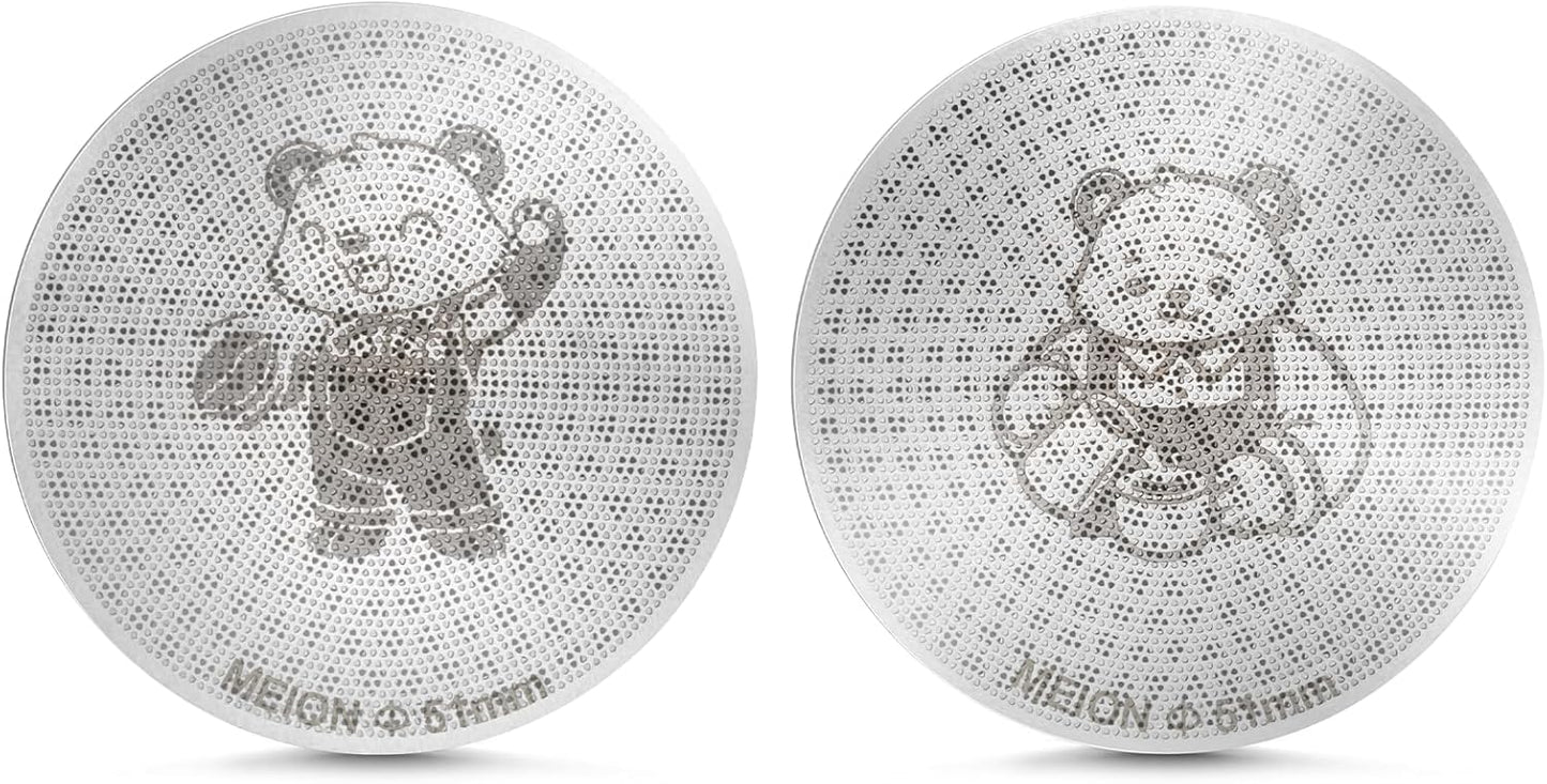 MEION 51mm Espresso Puck Screen-2 Pack 0.8mm Thickness Espresso Filter Screen, Reusable Metal Coffee Filter for Bottomless Portafilter Basket 51mm, Stainless Steel Coffee Puck Screen