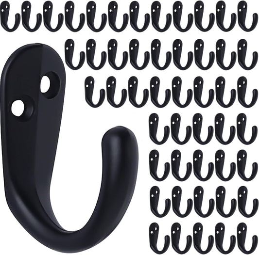 IBosins 50PCS Coat Hooks Wall Mounted Single Prong Robe Hook for Hanging Towel Hooks with 100 Screws for Cup, Mug, Bags, Hat, Cap, Scarf, Pet leashes