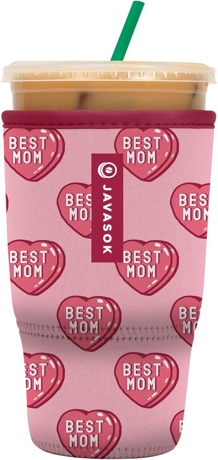 Sok It JavaSok Iced Coffee & Cold Soda Insulated Neoprene Cup Sleeve (Dear Mom, Large: 30-32oz)