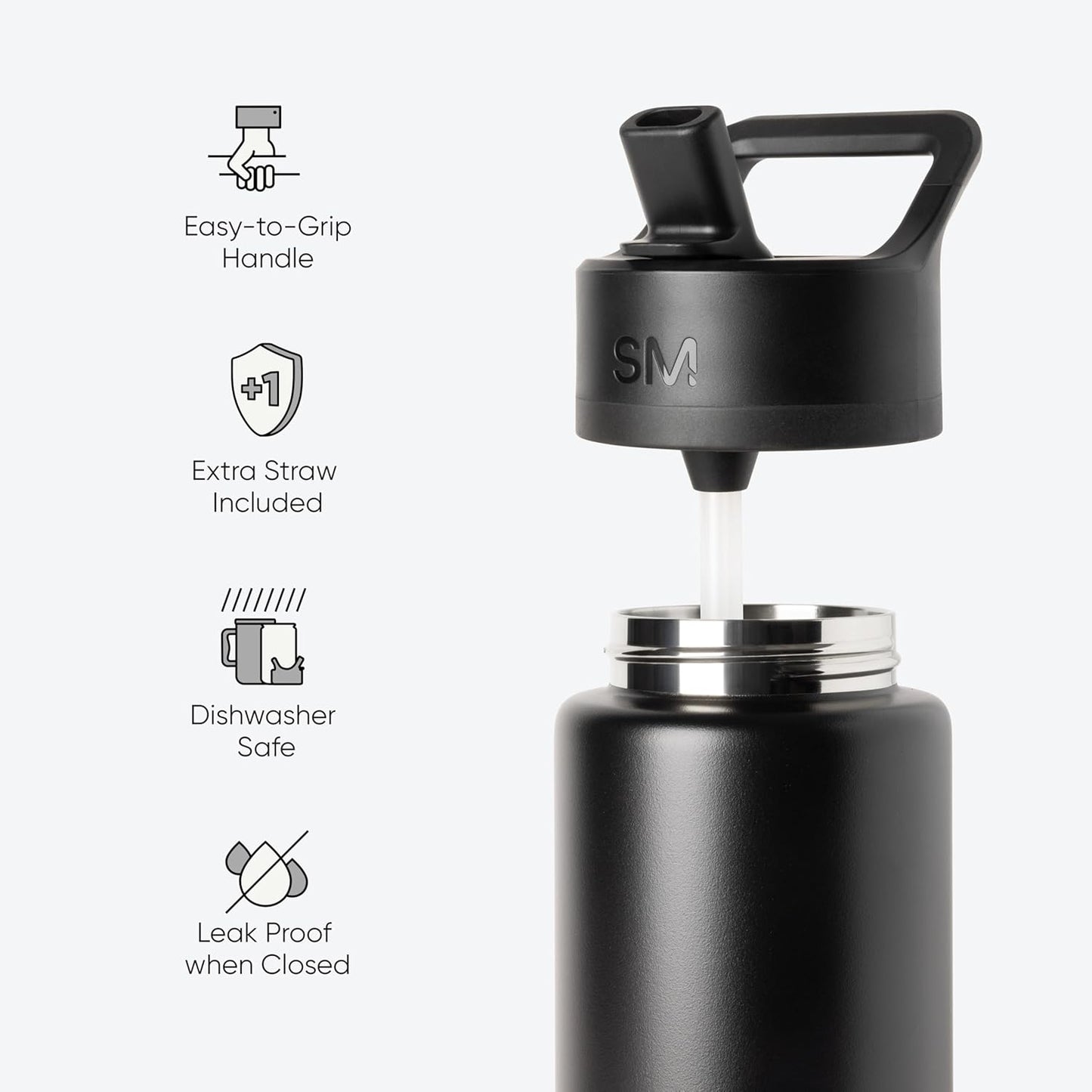 Simple Modern Kids Water Bottle with Straw Lid Vacuum Insulated Stainless Steel Metal Thermos Bottles | Reusable Leak Proof BPA-Free Flask for School | Summit Collection | 18oz, Sea Glass Sage