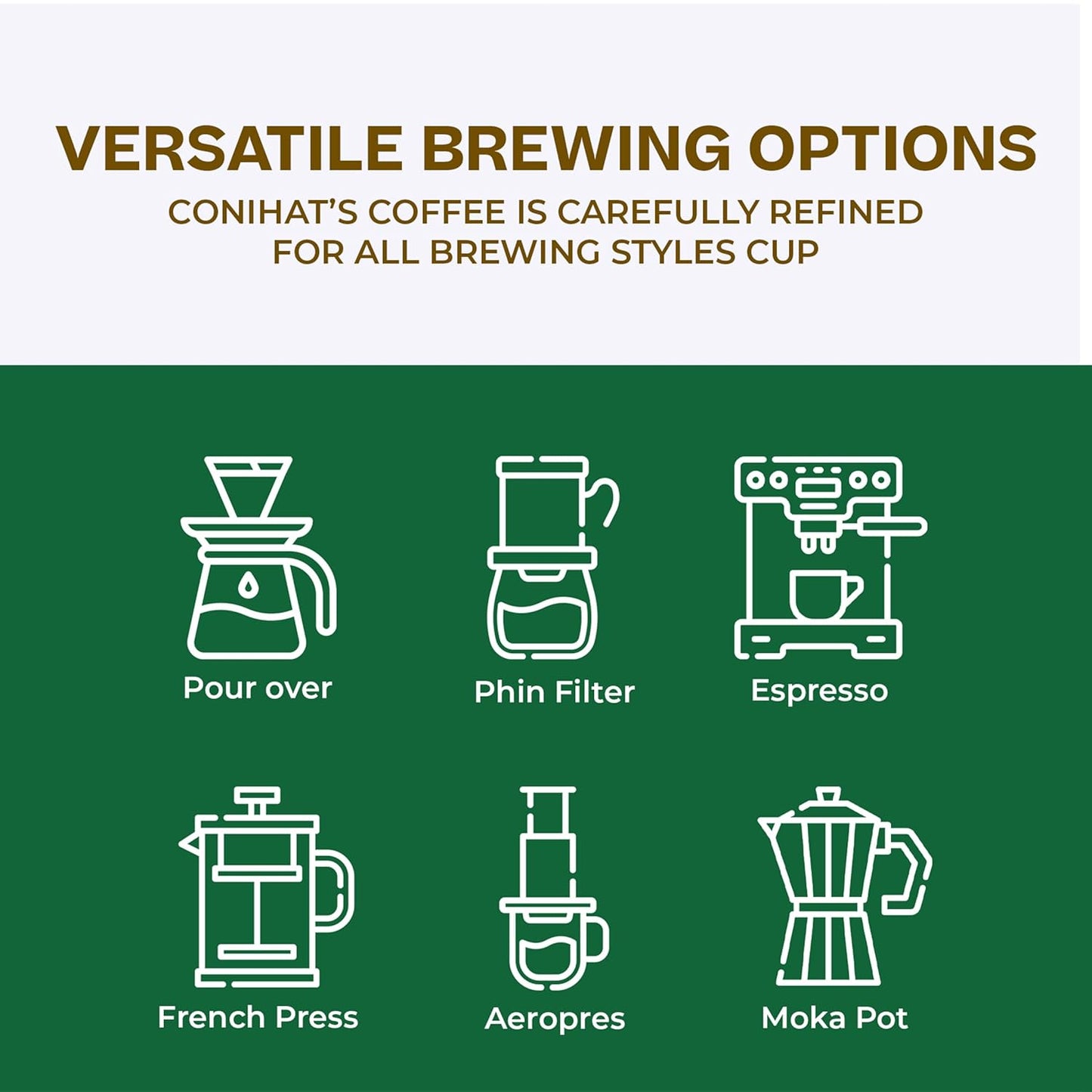 Conihat Whole Bean Coffee - 100% Vietnamese Premium Arabica, Medium Roast, Fruity, Caramel & Hazelnut Notes, Rich & Smooth, Low Acid, Single Origin, Hand-Picked,16 Oz Bag