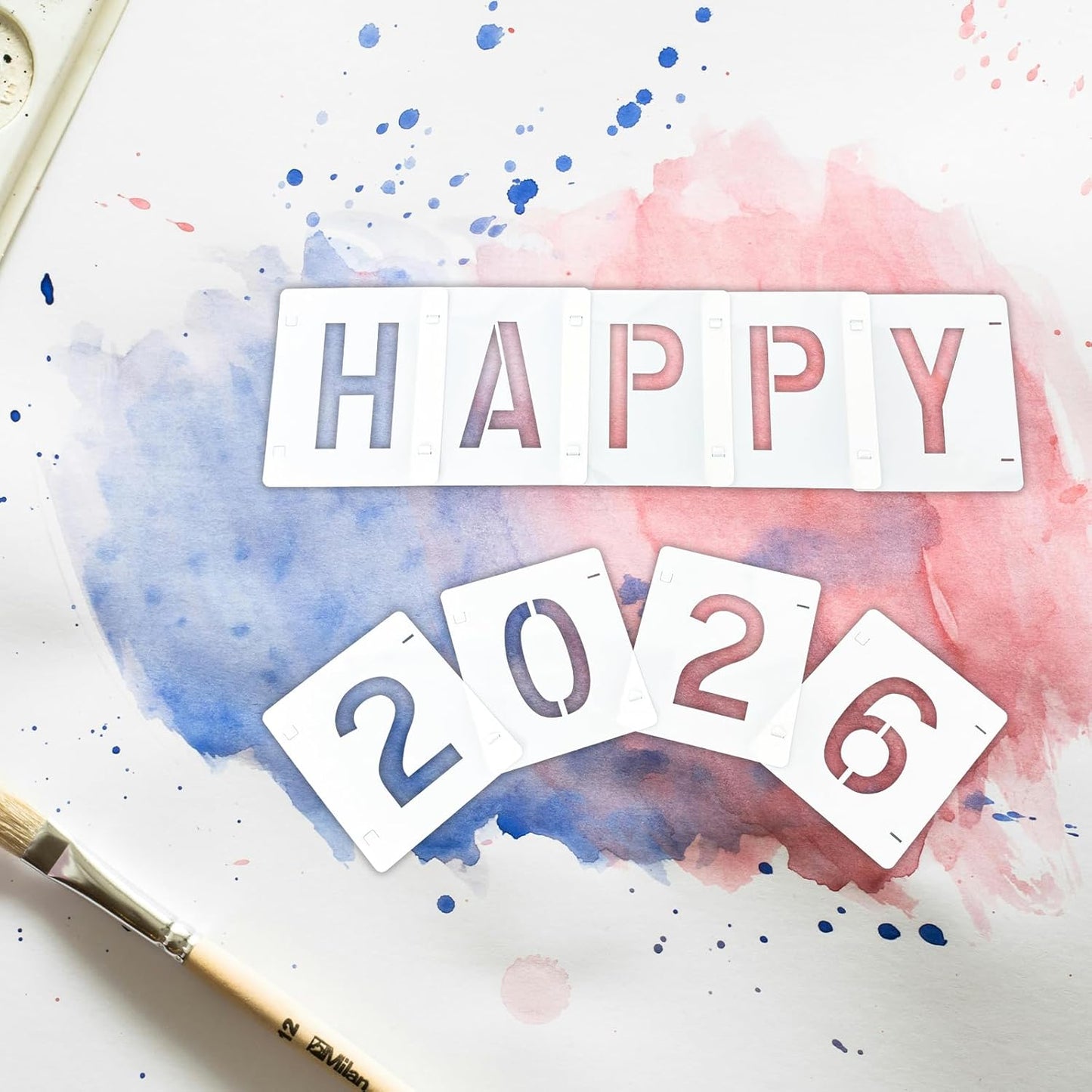 2 Pack - 4 Inch Letter Stencils Set, 72 Reusable Stencils for Painting On Wood, Metal, Walls, Fabric, Rocks with Interlocking, Perfect for Banners, Sign Making & DIY Art (4 inch)