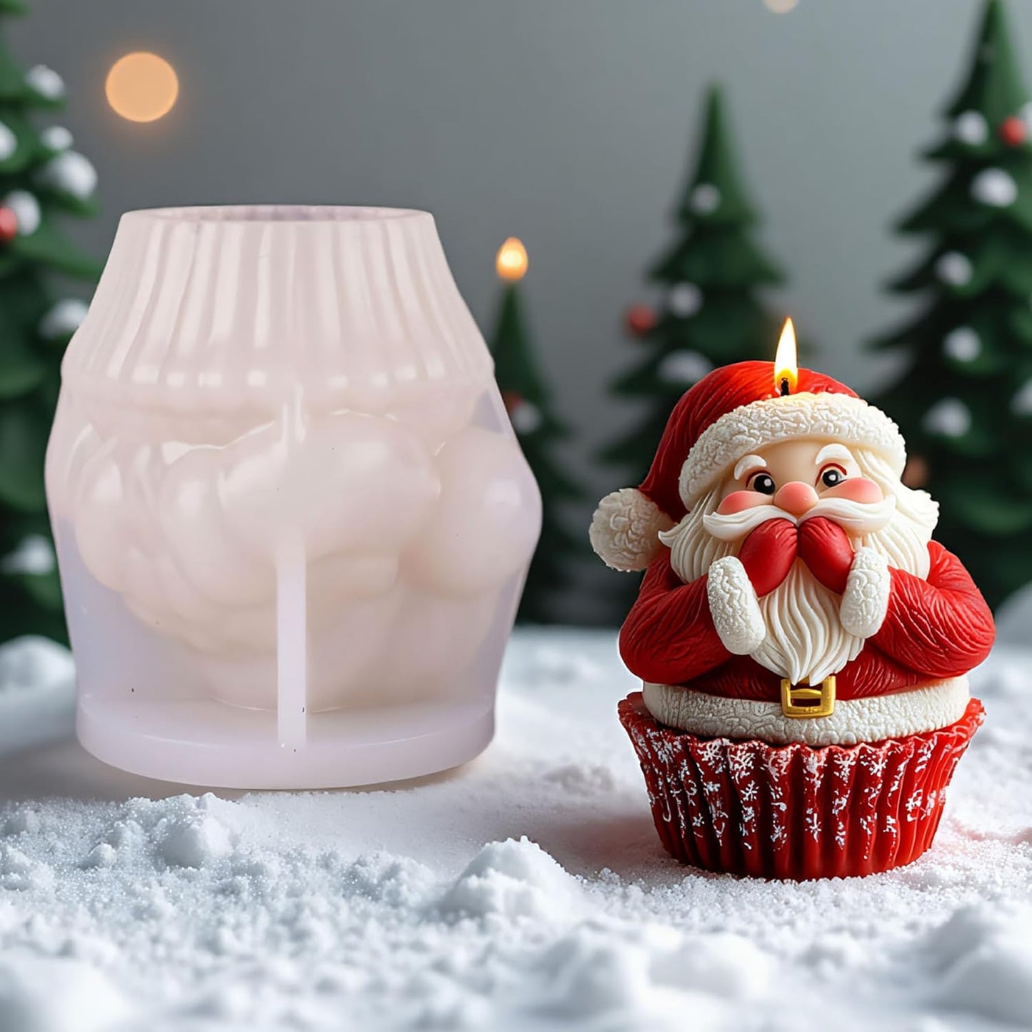 Santa Claus Cylinder Molds Silicone Wave Spiral Candle Mold - Silicone Resin Casting Molds for Candle & Resin & Soap Craft Supplies
