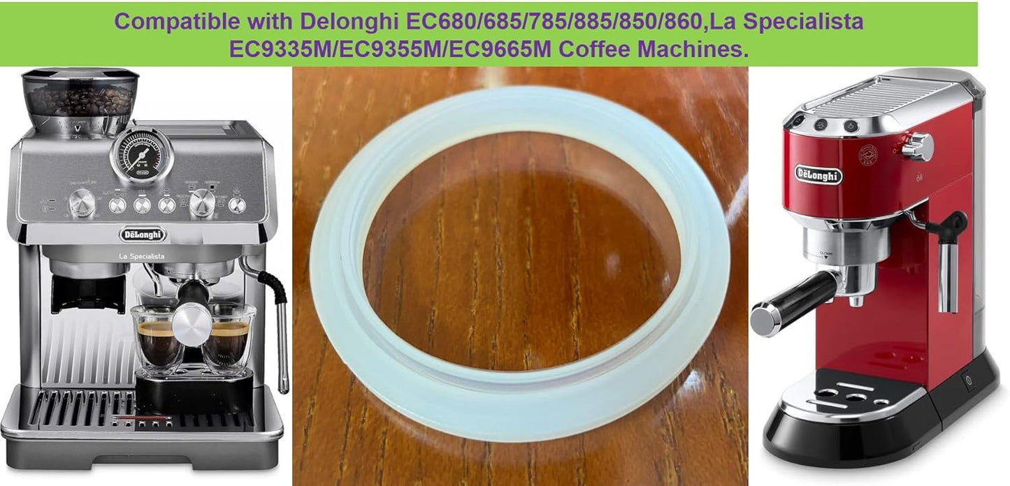 51mm Silicone Gasket Sealing Ring Compatible with Delonghi Dedica EC680/EC685/EC885/EC890/EC950,La Specialista EC9335M/EC9355M/EC9665M Espresso Machines Gasket Replacement BPA Free-2pcs