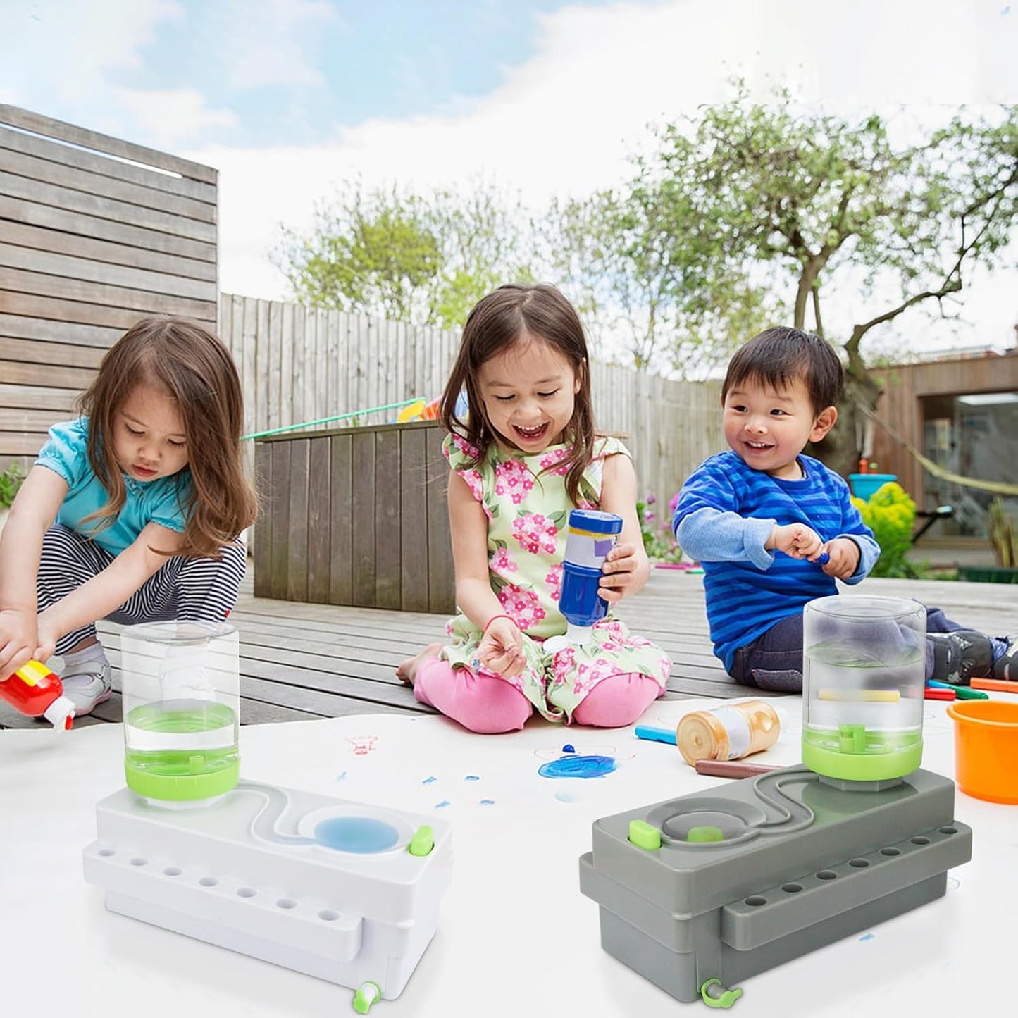 Paint Brush Cleaner, Painting Station with Drain and Brush Holder, Strengthen Water Recycling Brush Rinser, Paint Brush Cleaner Tool for Acrylic, Watercolor and Water-Based Painting Supplies, Green