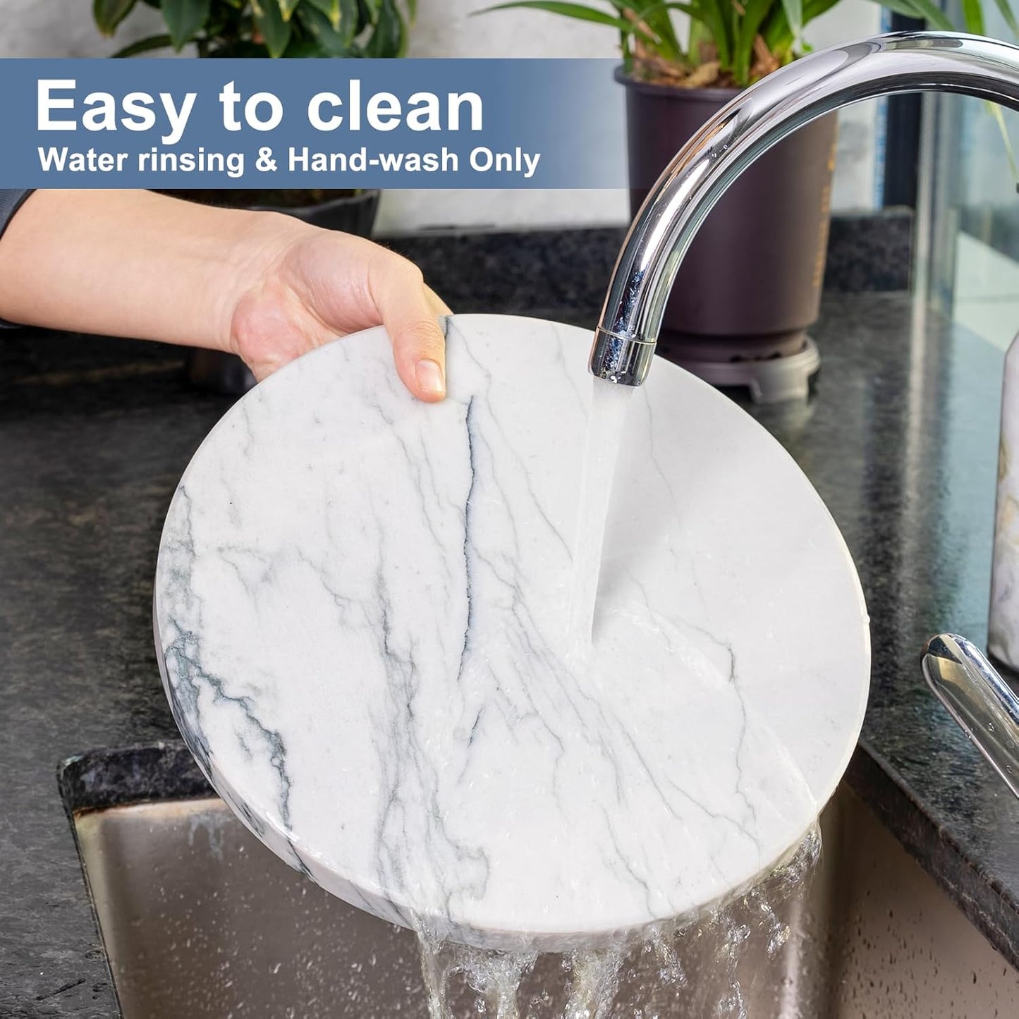 Koville White Marble Cutting Board Cheese Boards for Kitchen Countertop, Large Round Marble Charcuterie Board Pastry Boards for Kitchen Decor, Stone Tray Stone Slab for Home Decor